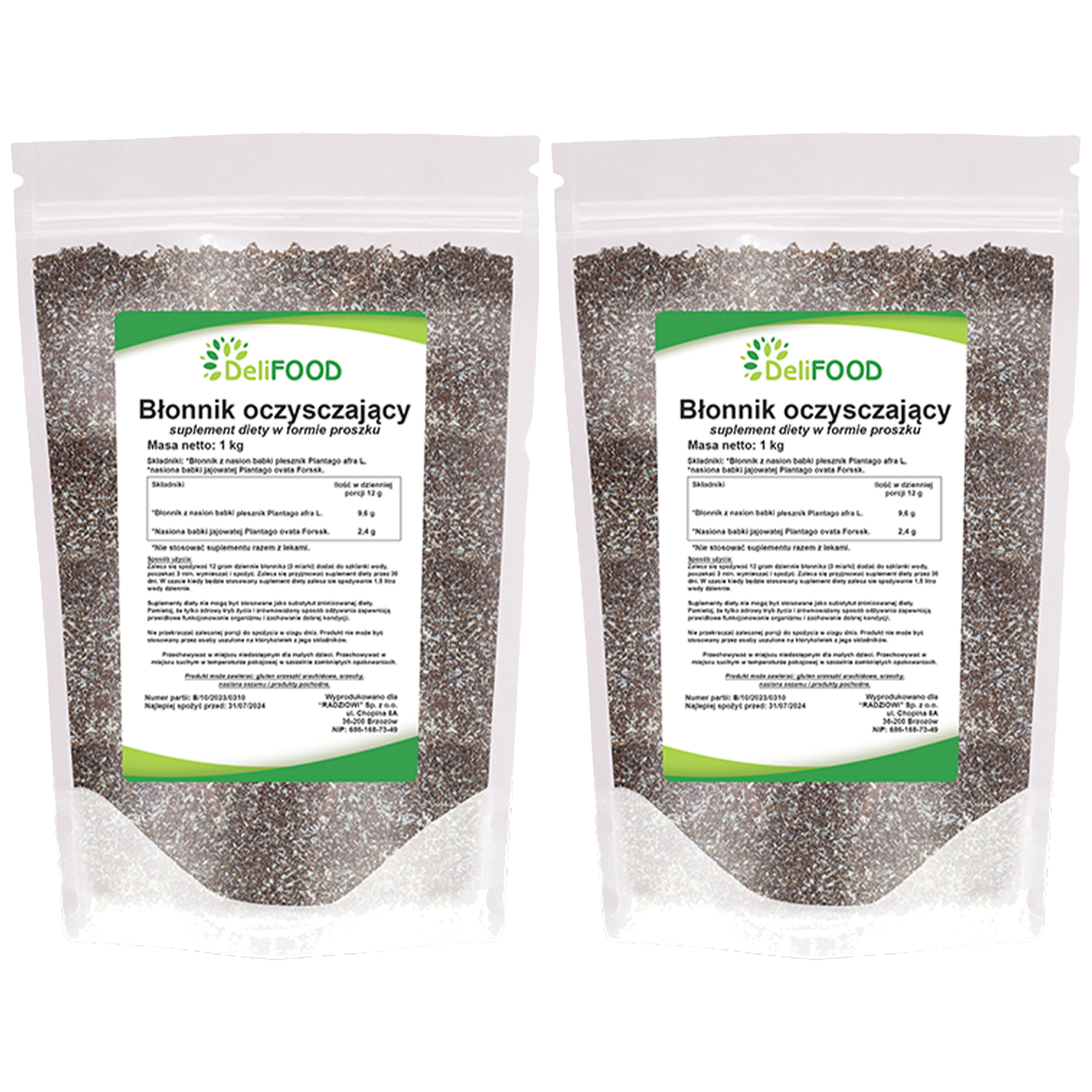 DELIFOOD Błonnik Oczyszczający - 2x 1000g