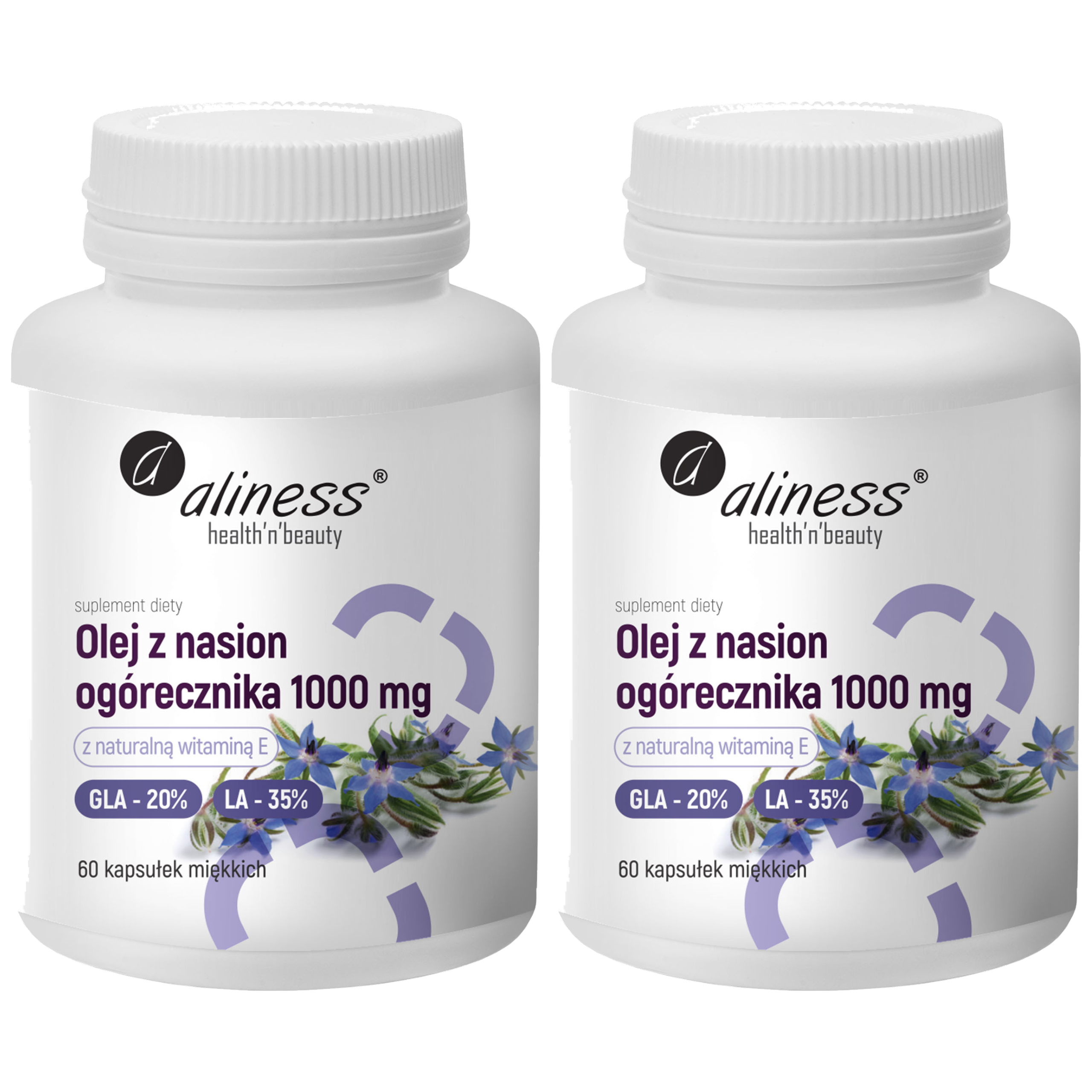 ALINESS - Olej z Nasion Ogórecznika 20%/35% 1000mg - 60caps. x2
