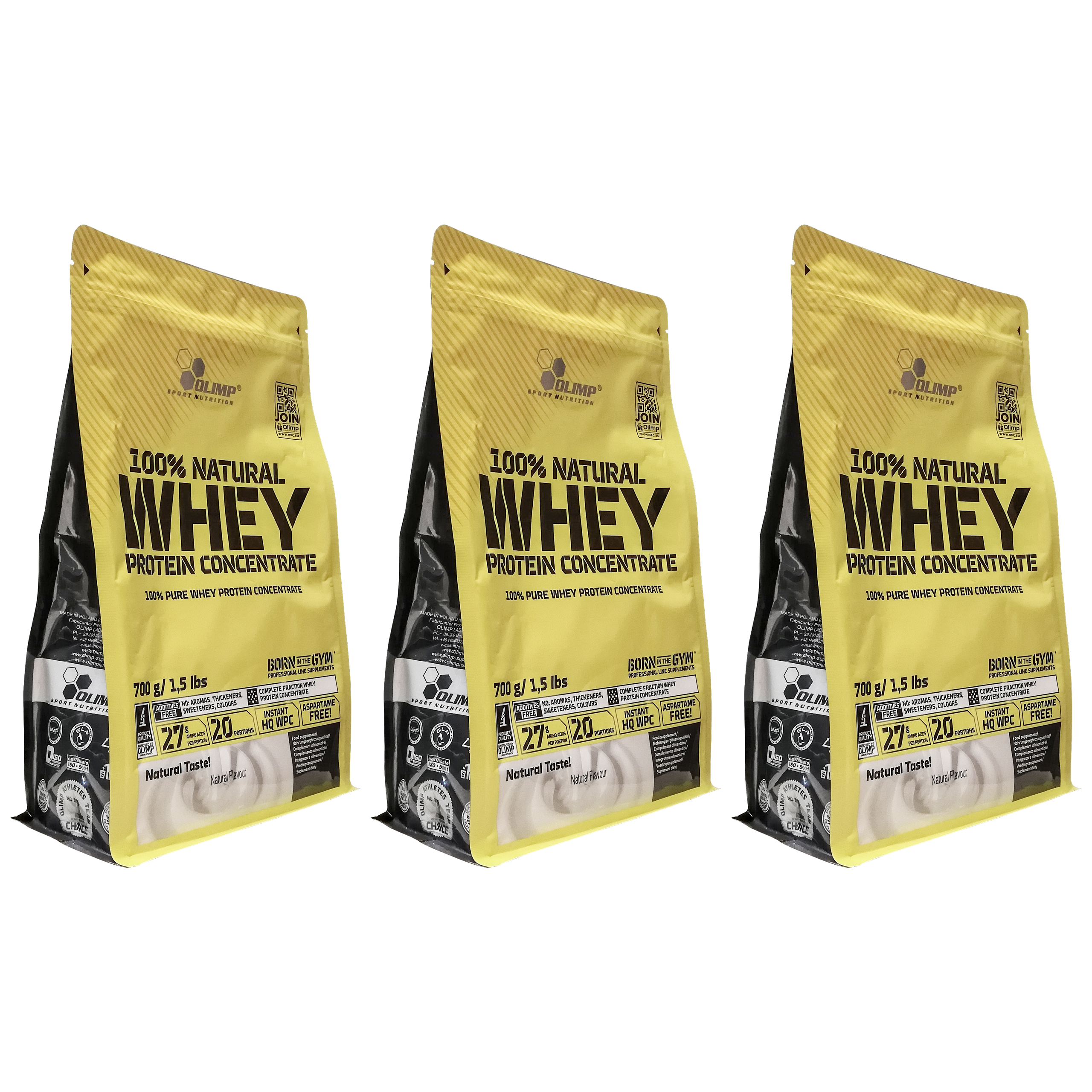 OLIMP 100% Natural Whey Protein Concentrate - 3x 700g