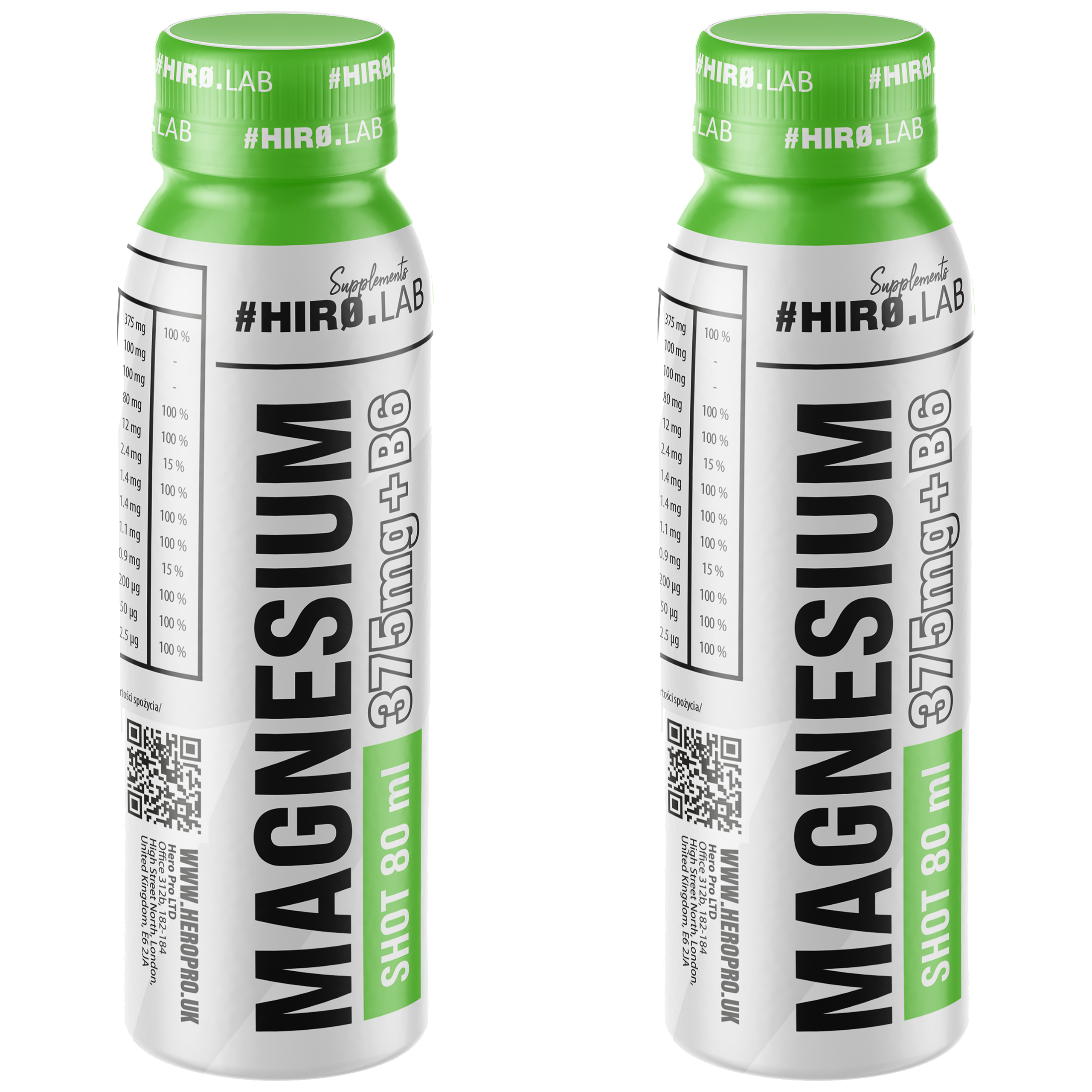 HIRO.LAB Magnesium + B6 Shot - 2x 80ml - Cherry Apple