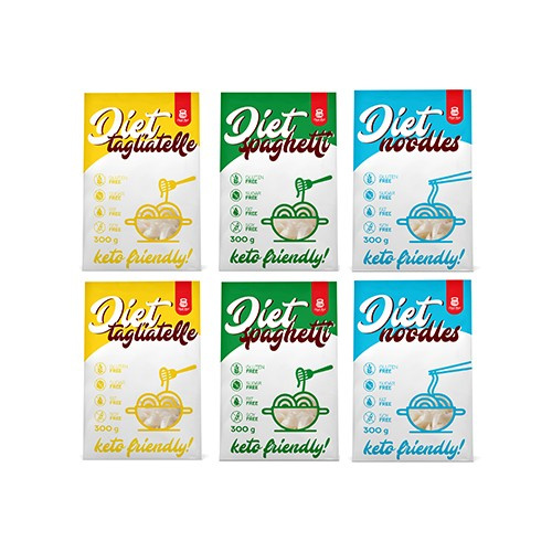 Cheat Meal Nutrition Diet 2x Tagliatelle + 2x Spaghetti + 2x Noodles - 6x 400g (6x 300g netto) - Makaron dietetyczny