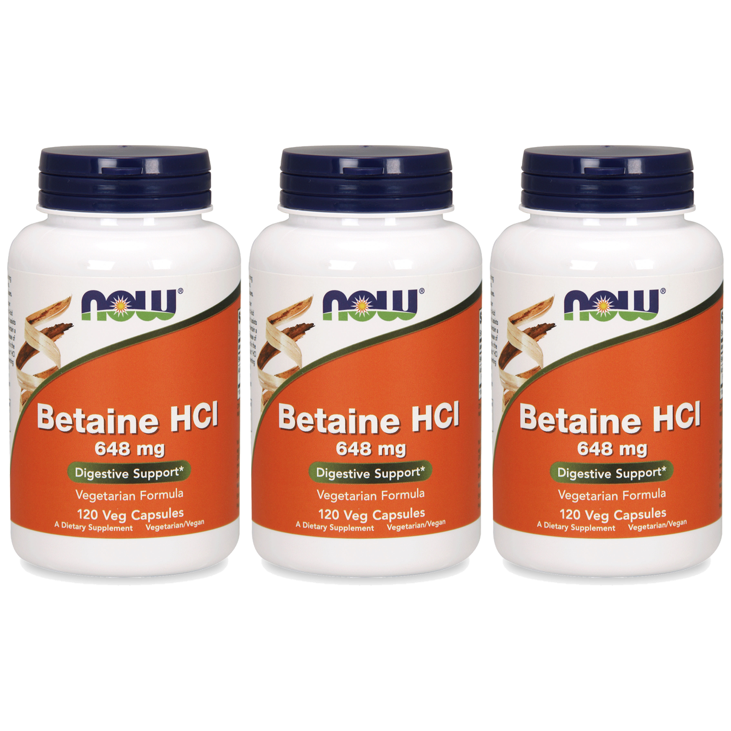 NOW Betaine HCI 648mg - 3x 120vcaps ( Betaina HCL )