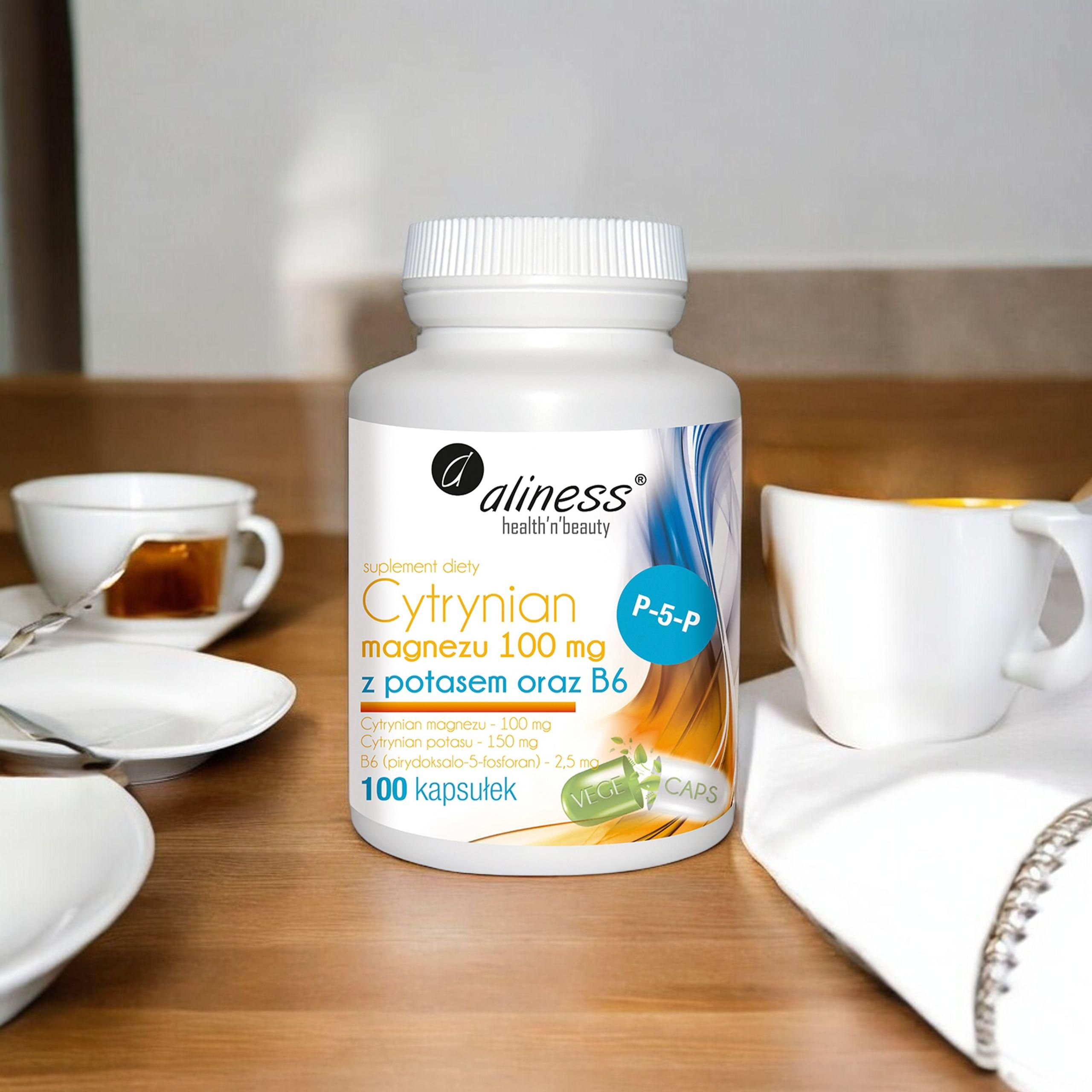 ALINESS Cytrynian Magnezu 100mg z Potasem i B6 - 100 caps