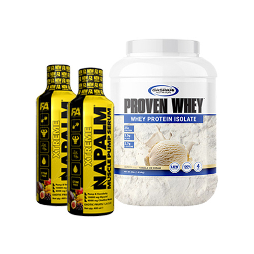 FITNESS AUTHORITY Napalm Muscle Pump Serum - 2x 480ml + GASPARI NUTRITION Proven Whey 2.0 - 1814g