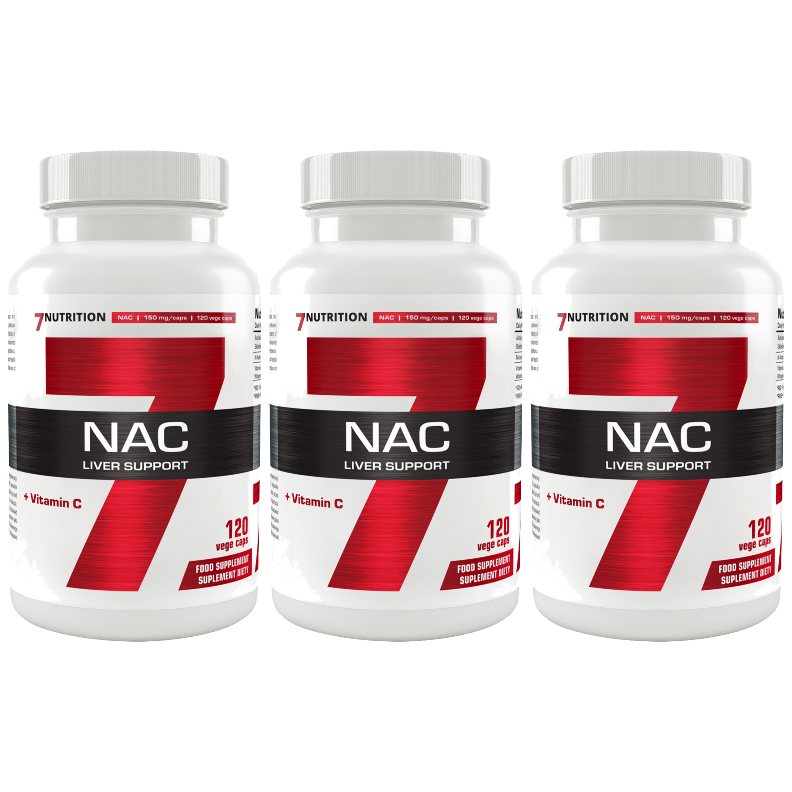 7 NUTRITION NAC + Vitamin C - 3x 120vcaps