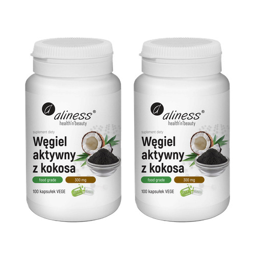 ALINESS Węgiel aktywny z kokosa 300mg - 2x 100vcaps