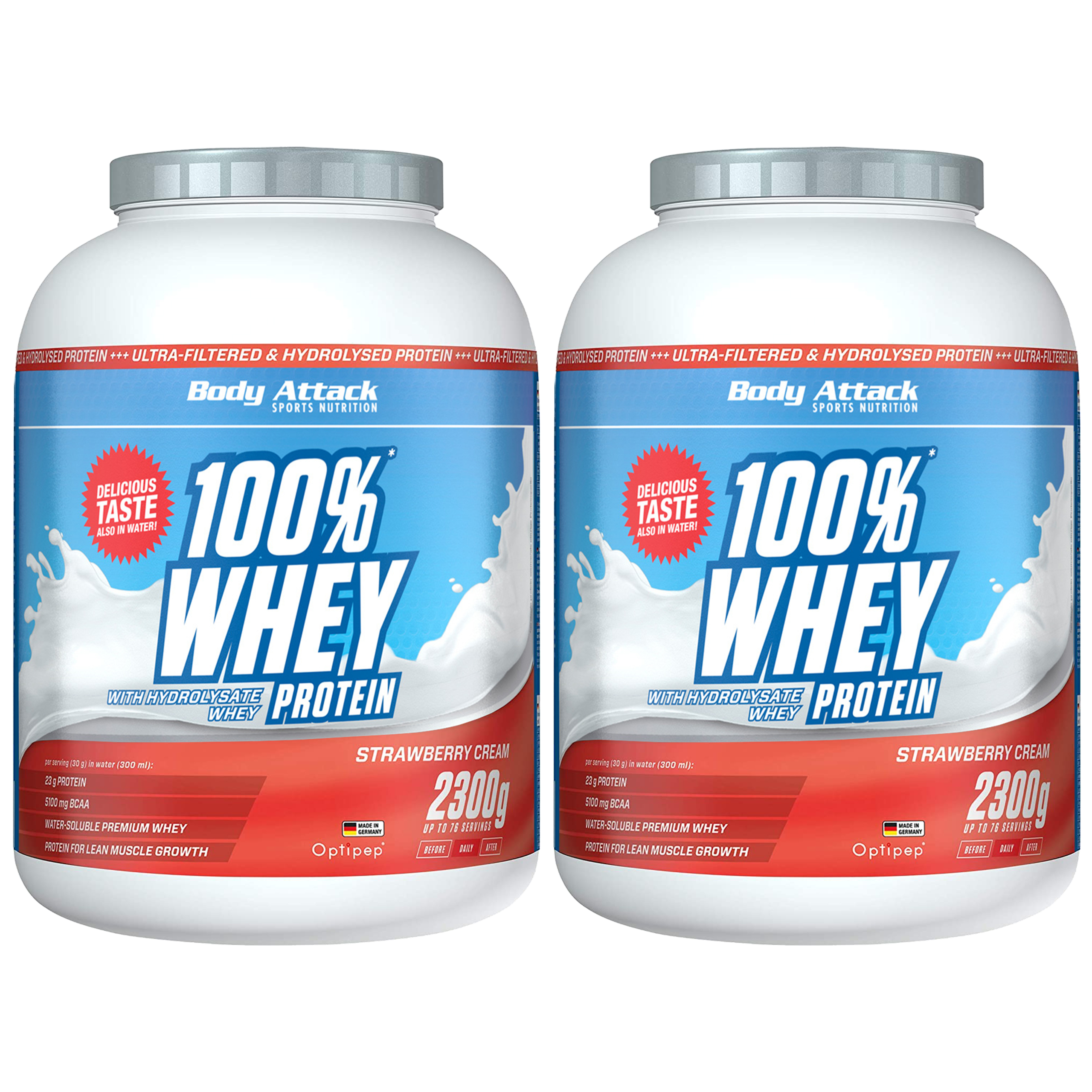 BODY ATTACK 100% Whey Protein - 2x 2300g