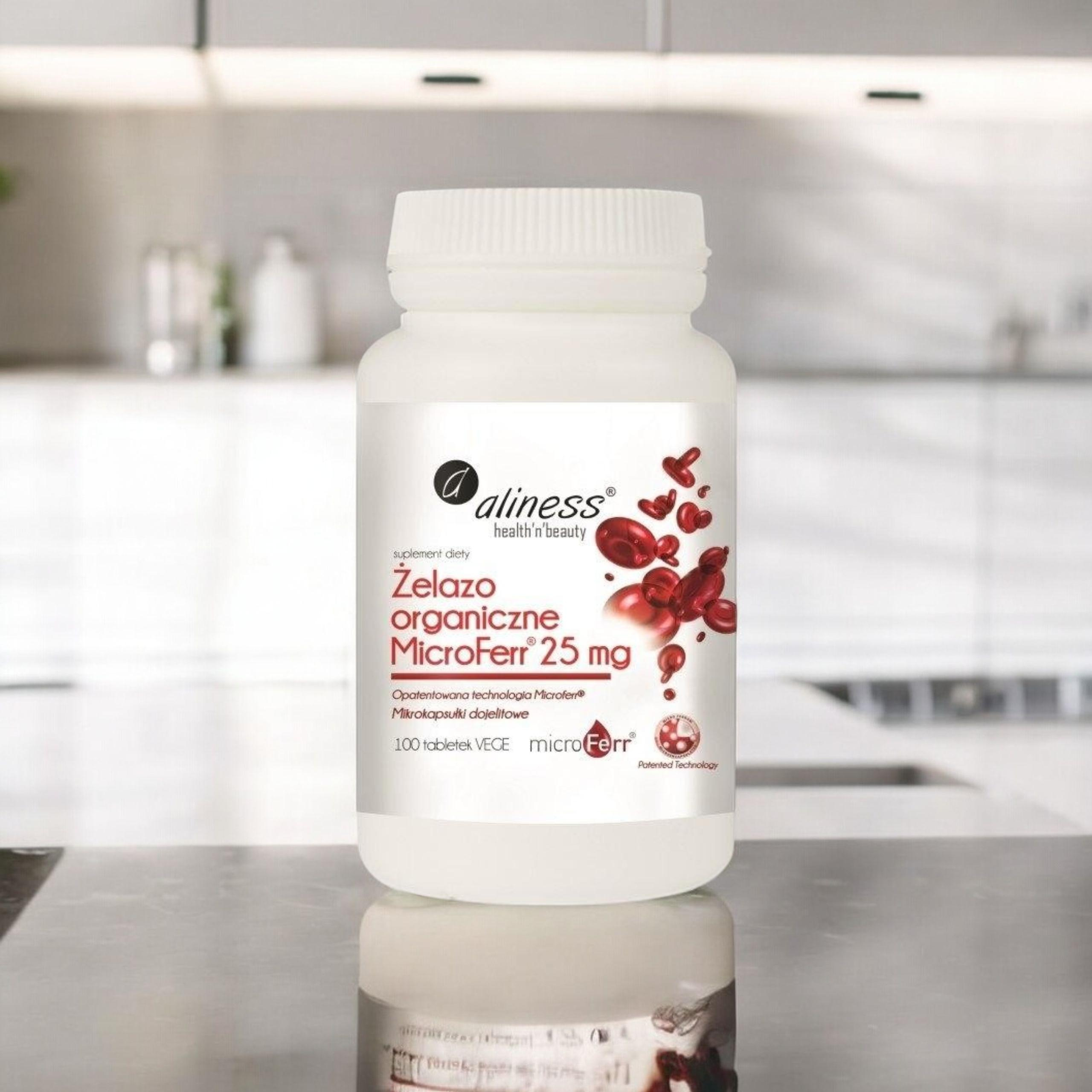 ALINESS - Żelazo Organiczne Microferr 25mg - 2x 100tabs.