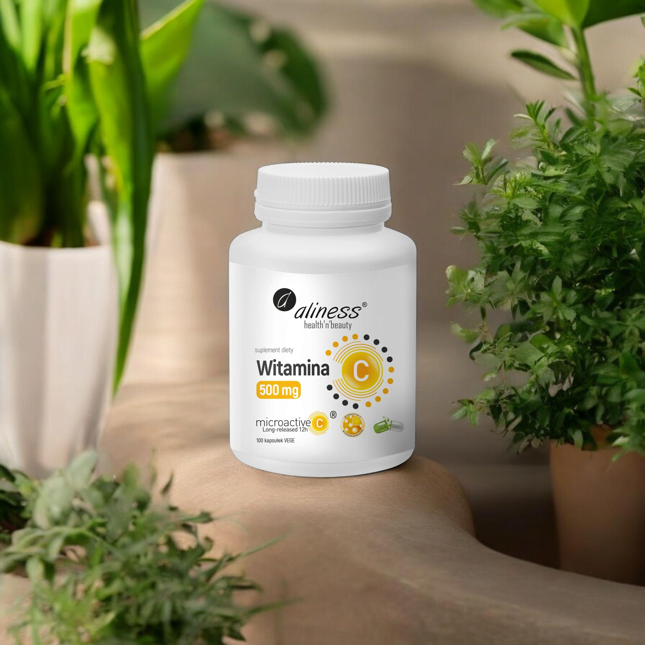 ALINESS - Witamina C 500mg Microactive 12h - 100vcaps. x3