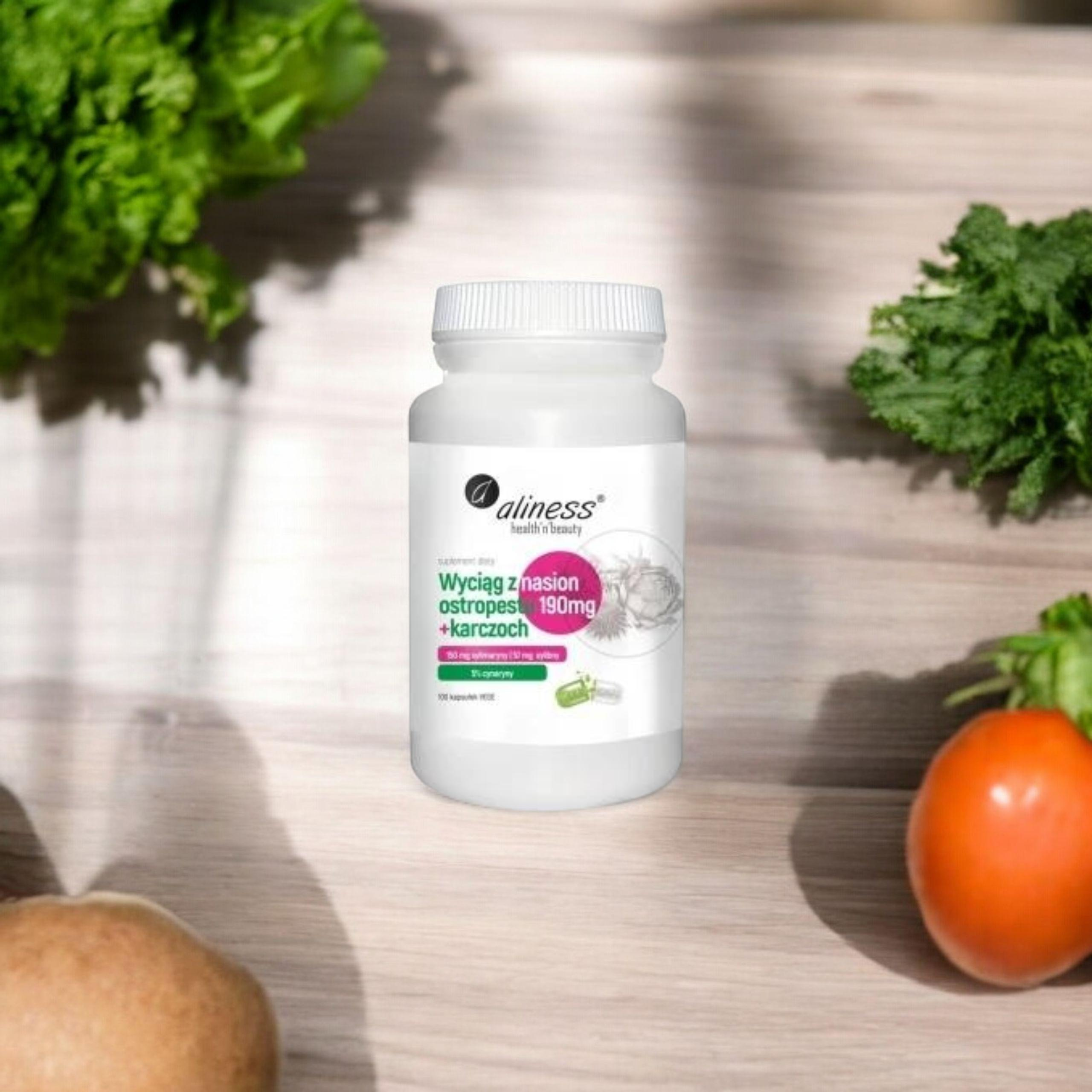 ALINESS - Wyciąg z Nasion Ostropestu 190mg + Karczoch - 100caps.