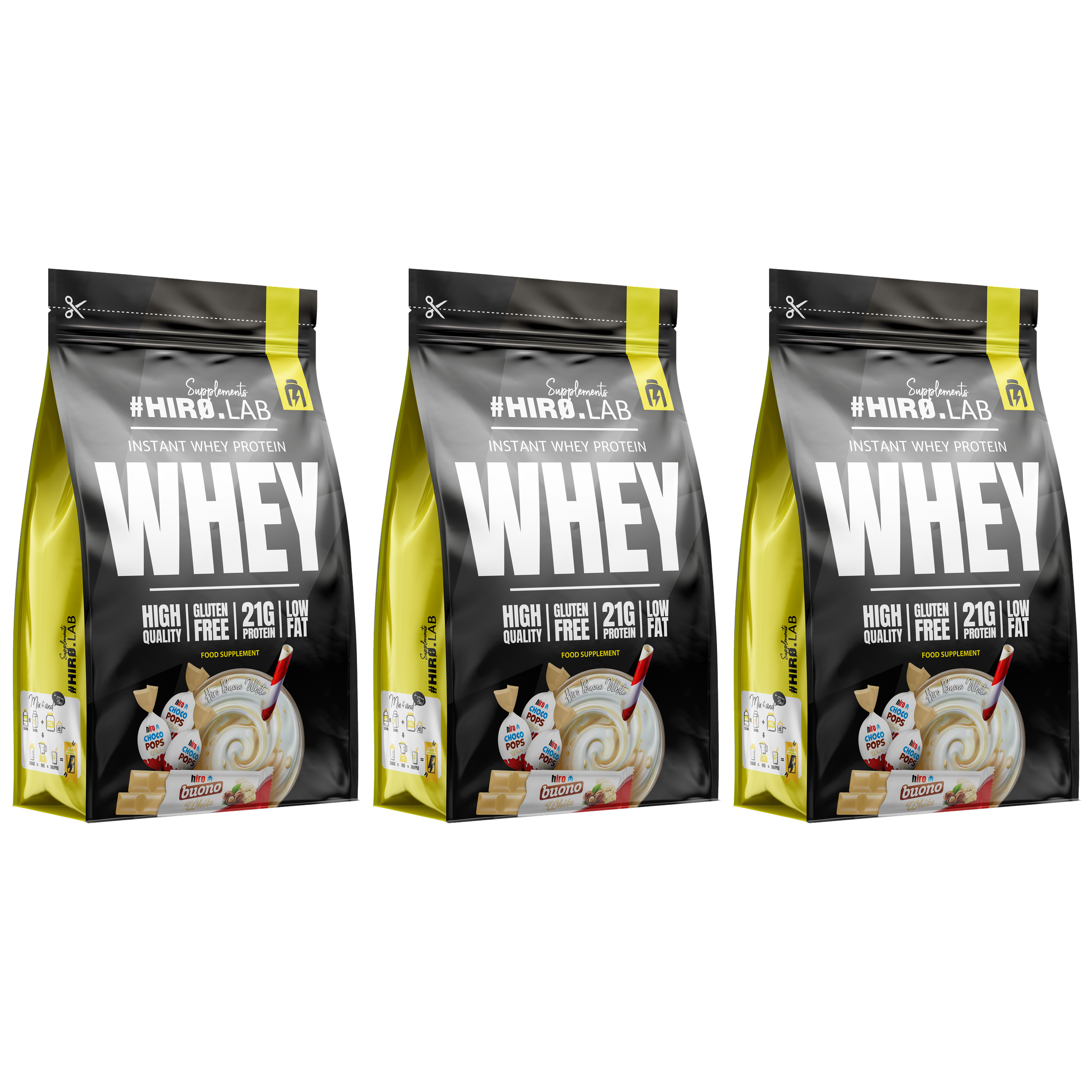 HIRO.LAB Instant Whey Protein - 3x 750g