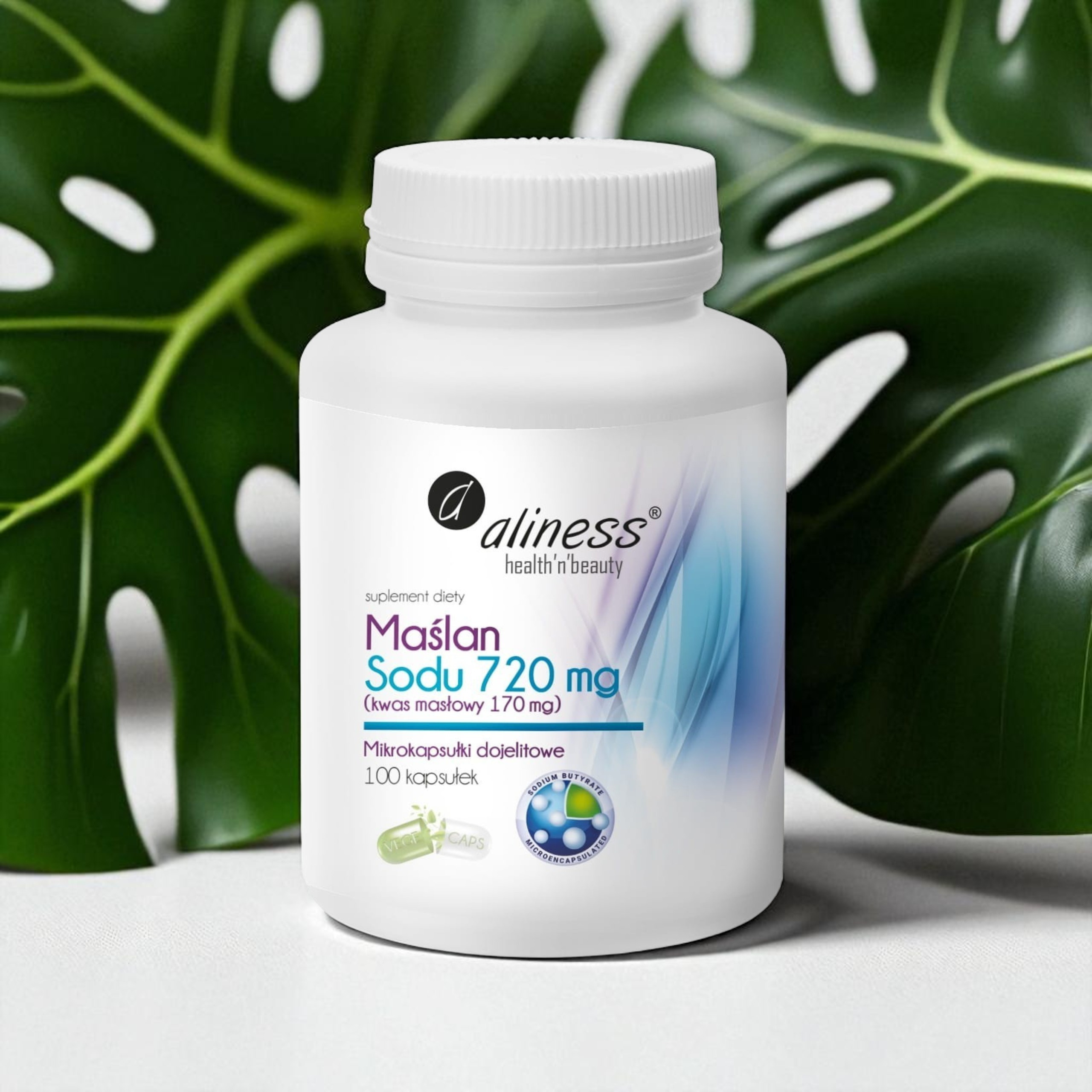 Maślan Sodu 720mg Kwas Masłowy 170mg. - 100caps.