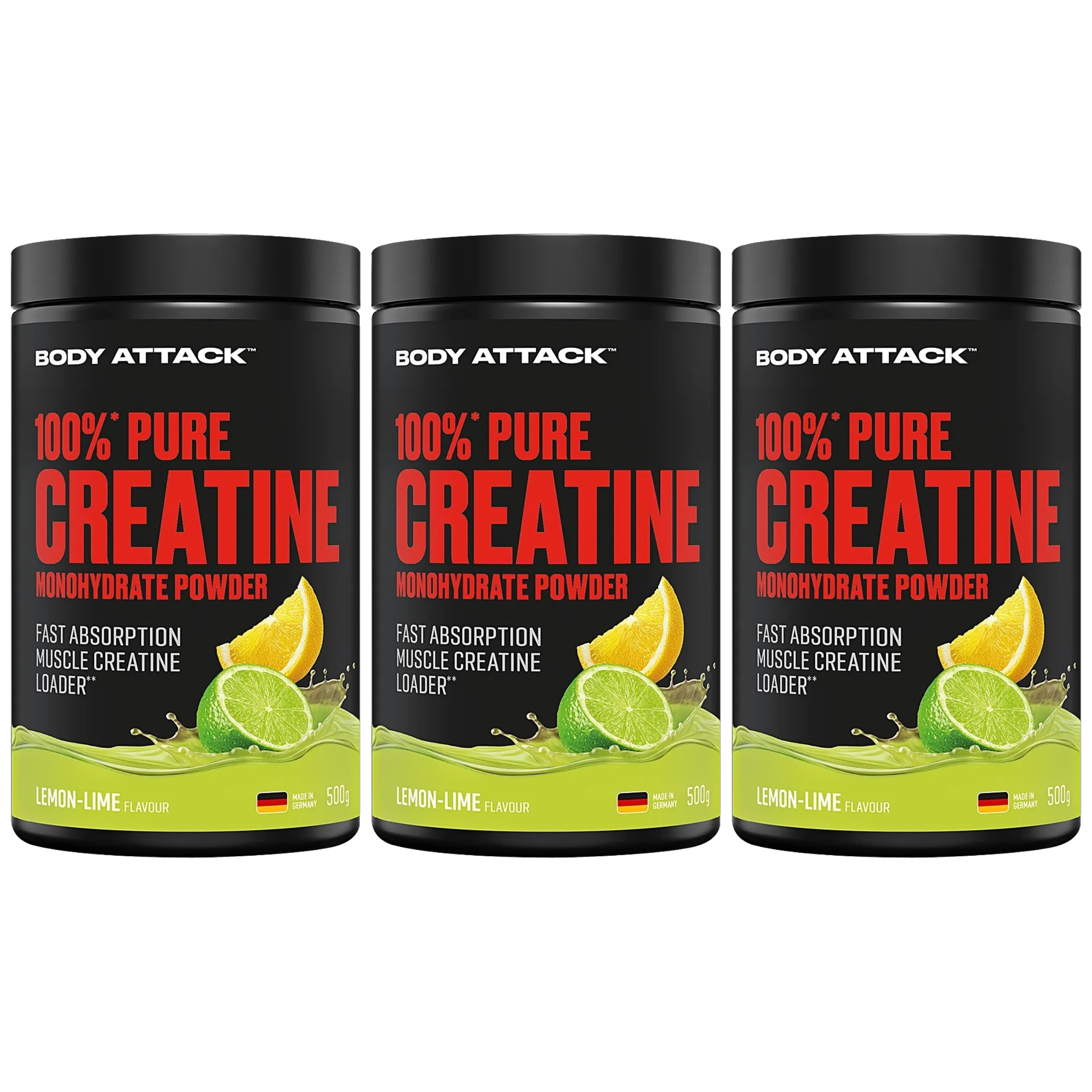 BODY ATTACK - 100% Pure Creatine - 3x 500g