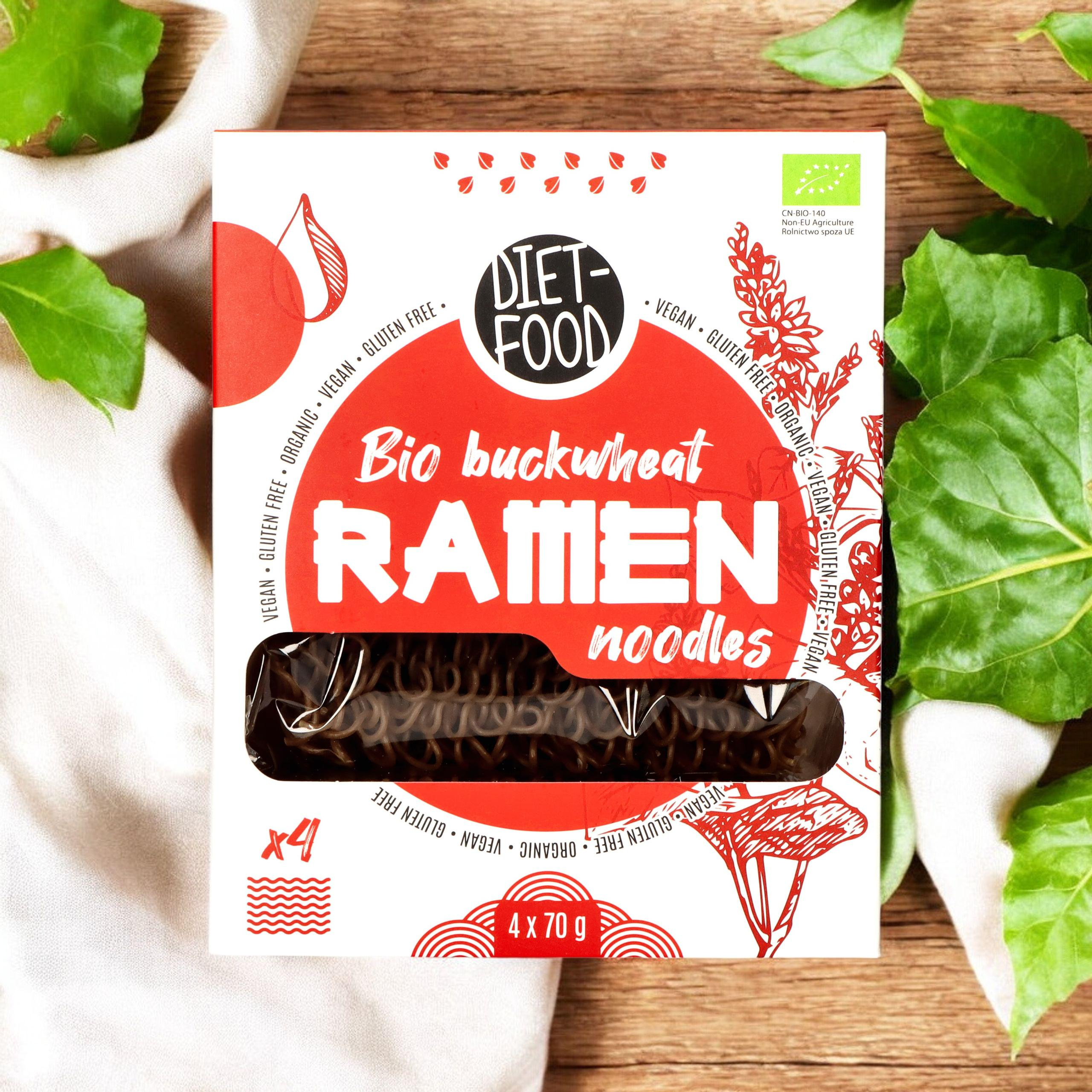 DIET FOOD Bio Buckwheat Makaron Ramen Noodles - 4x2x 70g
