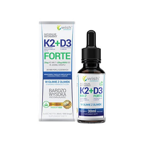 WISH Pharmaceutical Vitamin K2 MK7 + D3 Forte - 3x 30ml