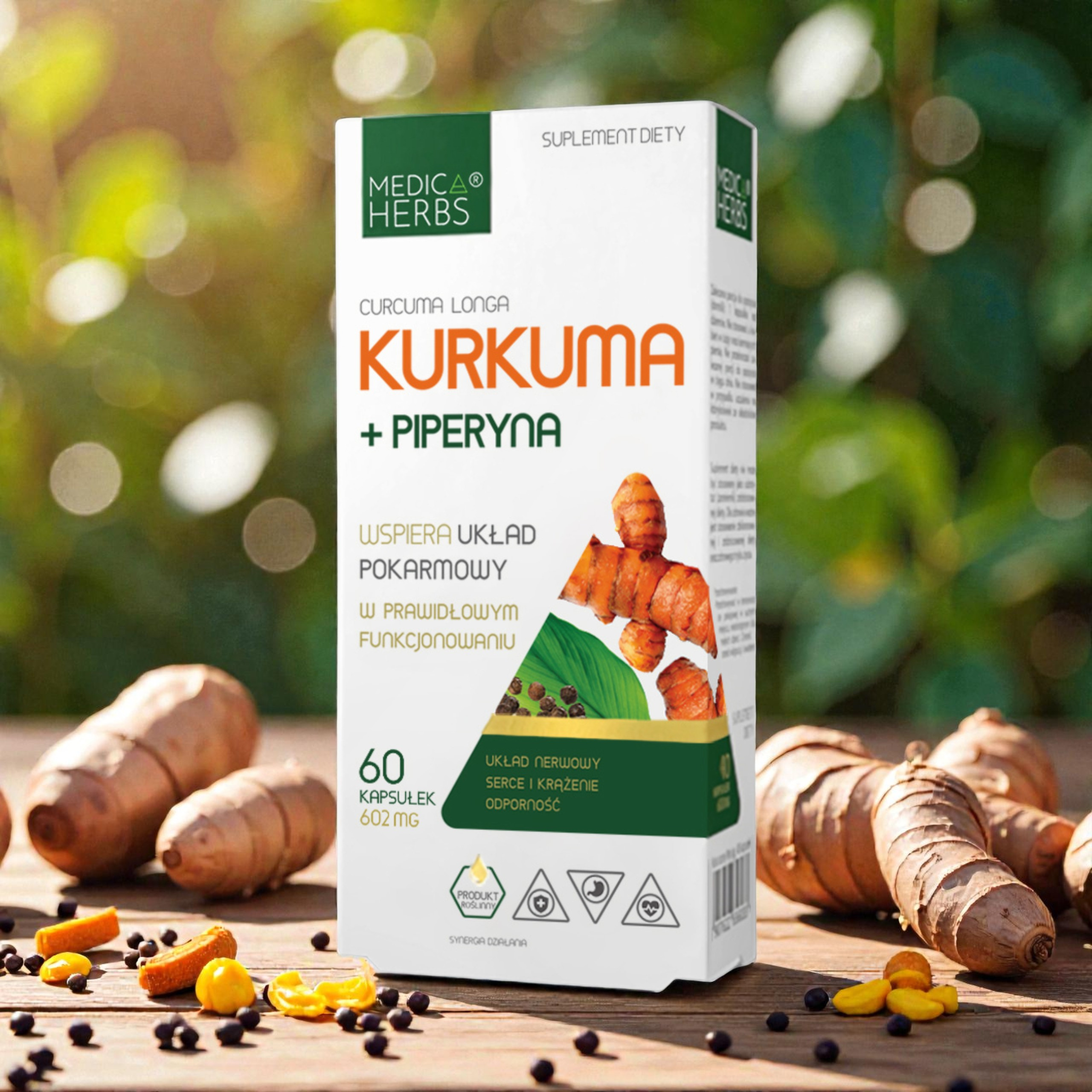 MEDICA HERBS - Kurkuma + Piperyna 602mg - 3x 60caps.