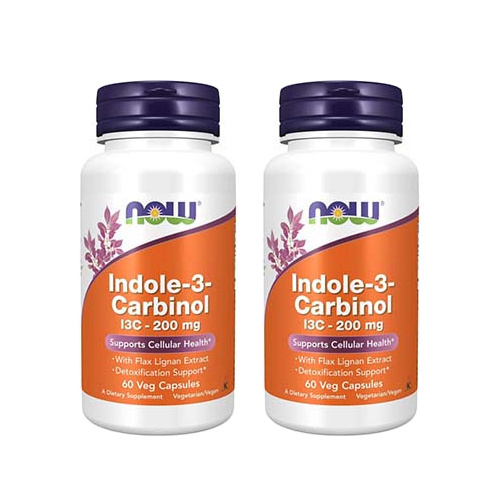 NOW Indole-3-Carbinol (I3C) 200mg - 2x 60vcaps.