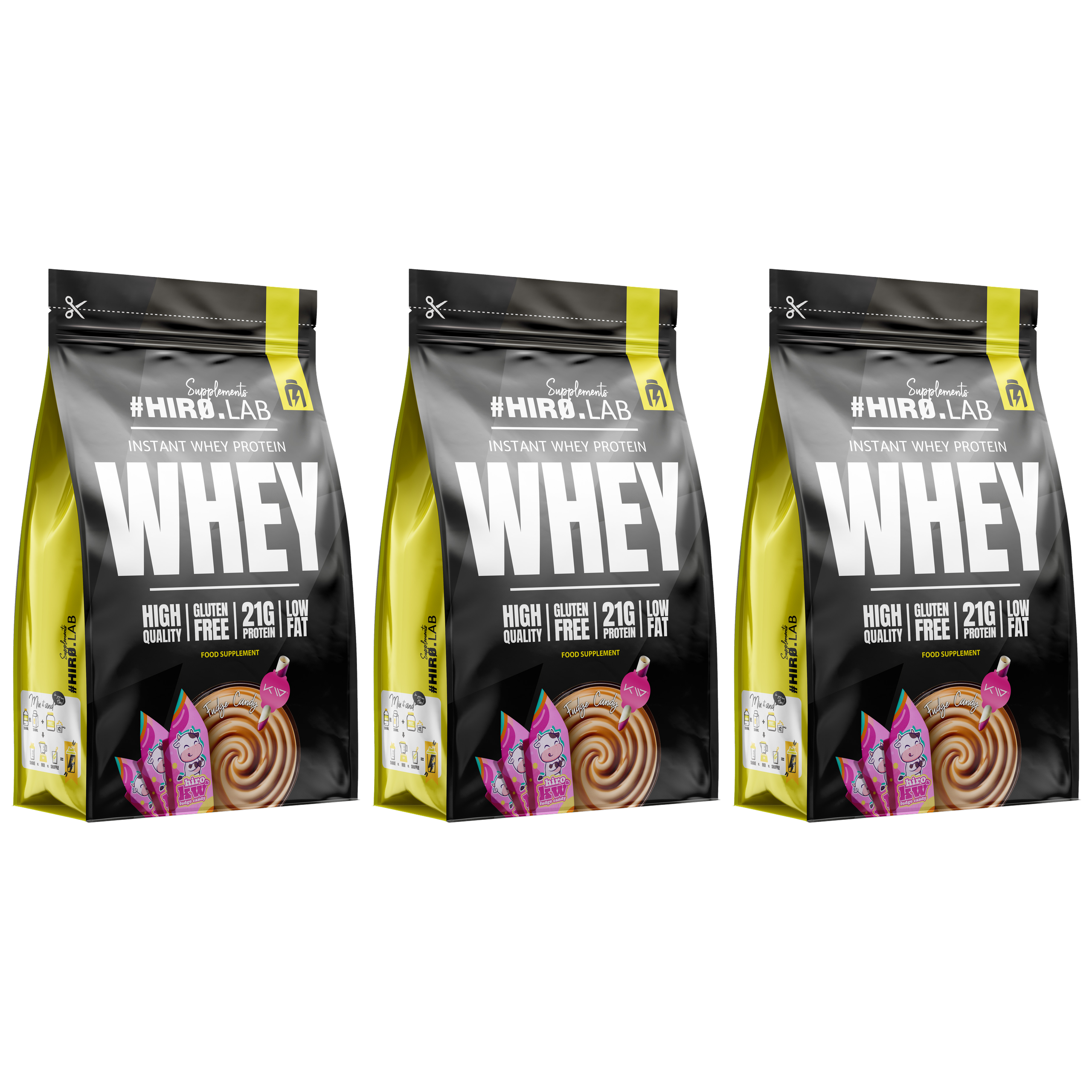 HIRO.LAB X KW Instant Whey Protein - 3x 750g