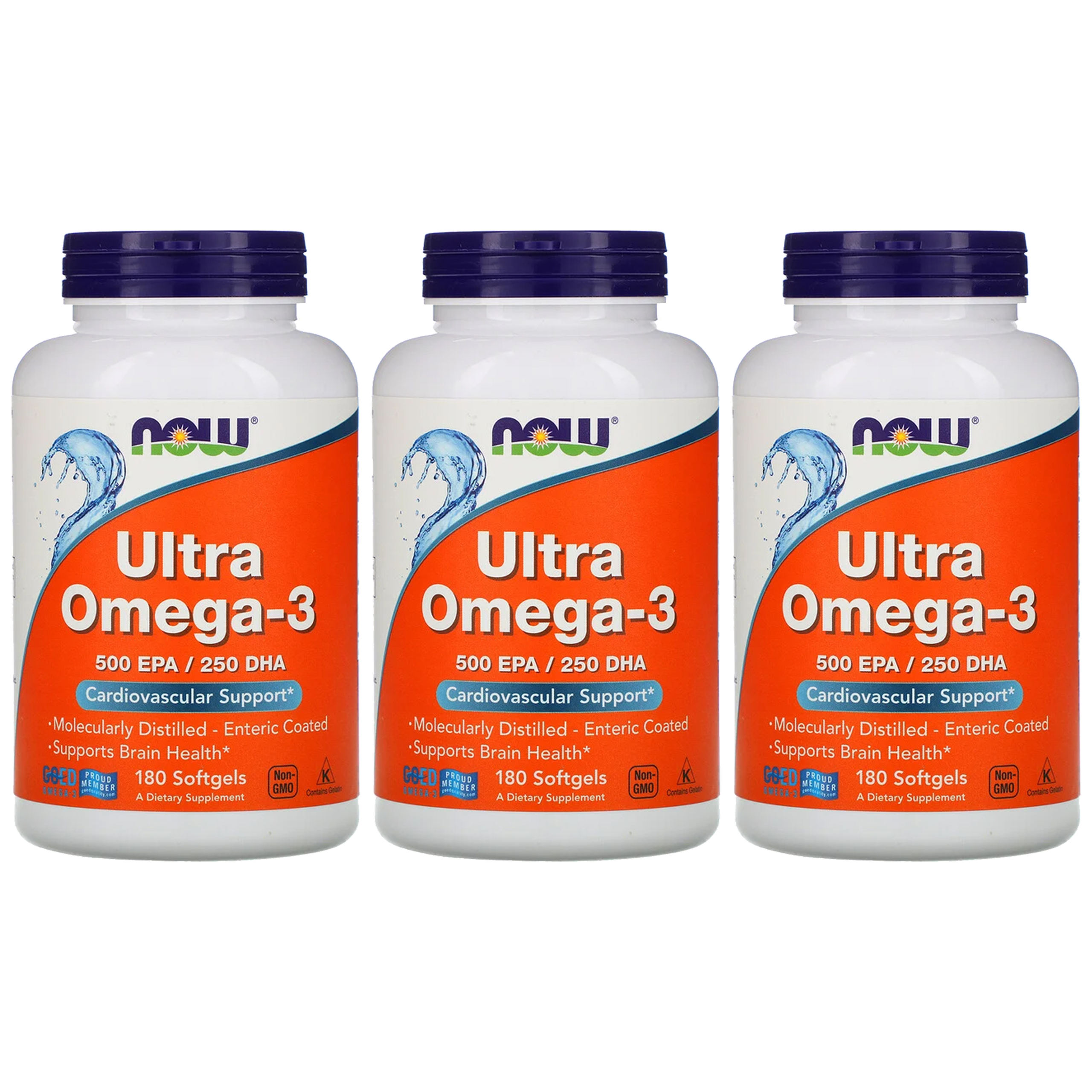 NOW Ultra Omega 3 - 500 EPA / 250 DHA - 3x 180softgels
