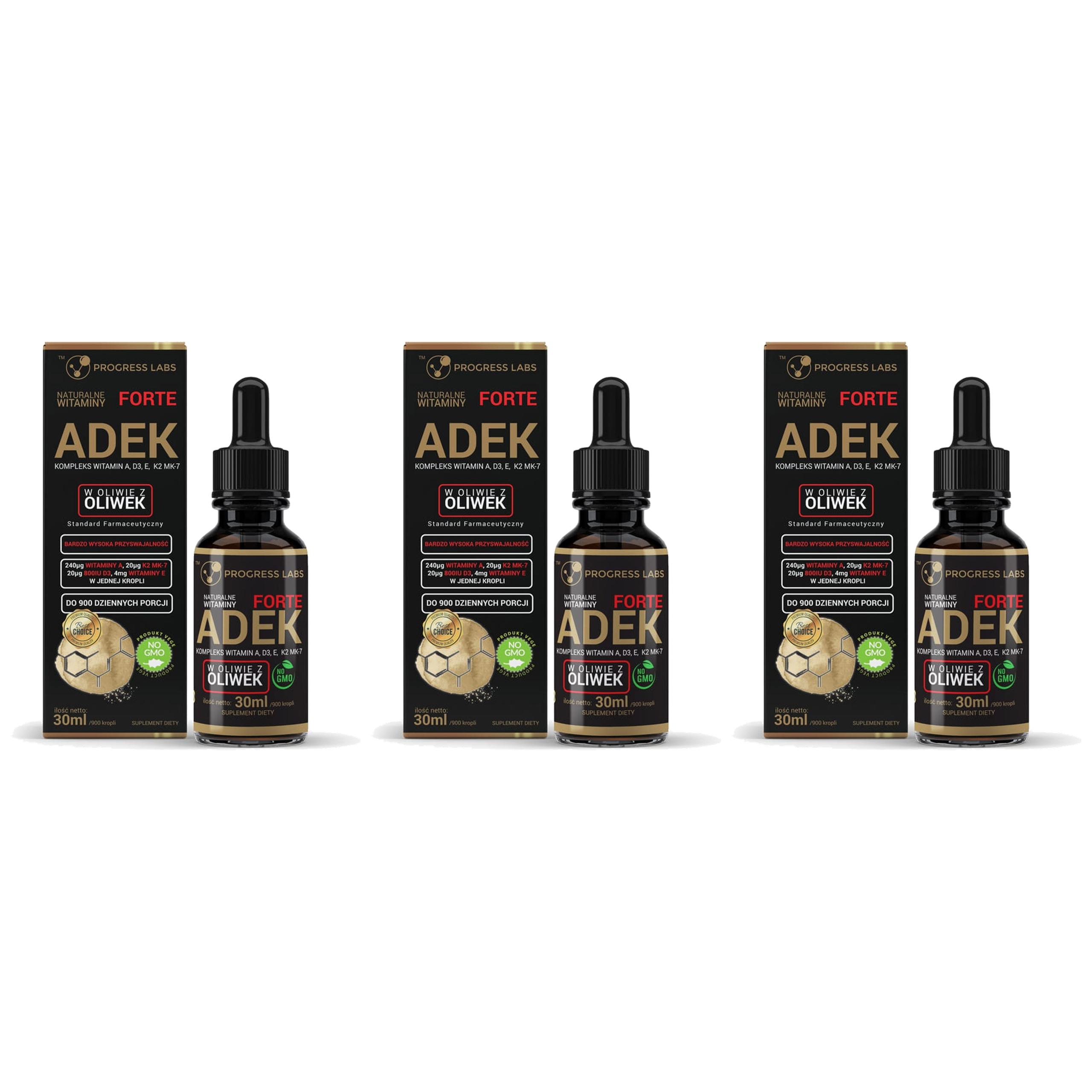 PROGRESS LABS Vitamin ADEK Forte - 3x 30ml