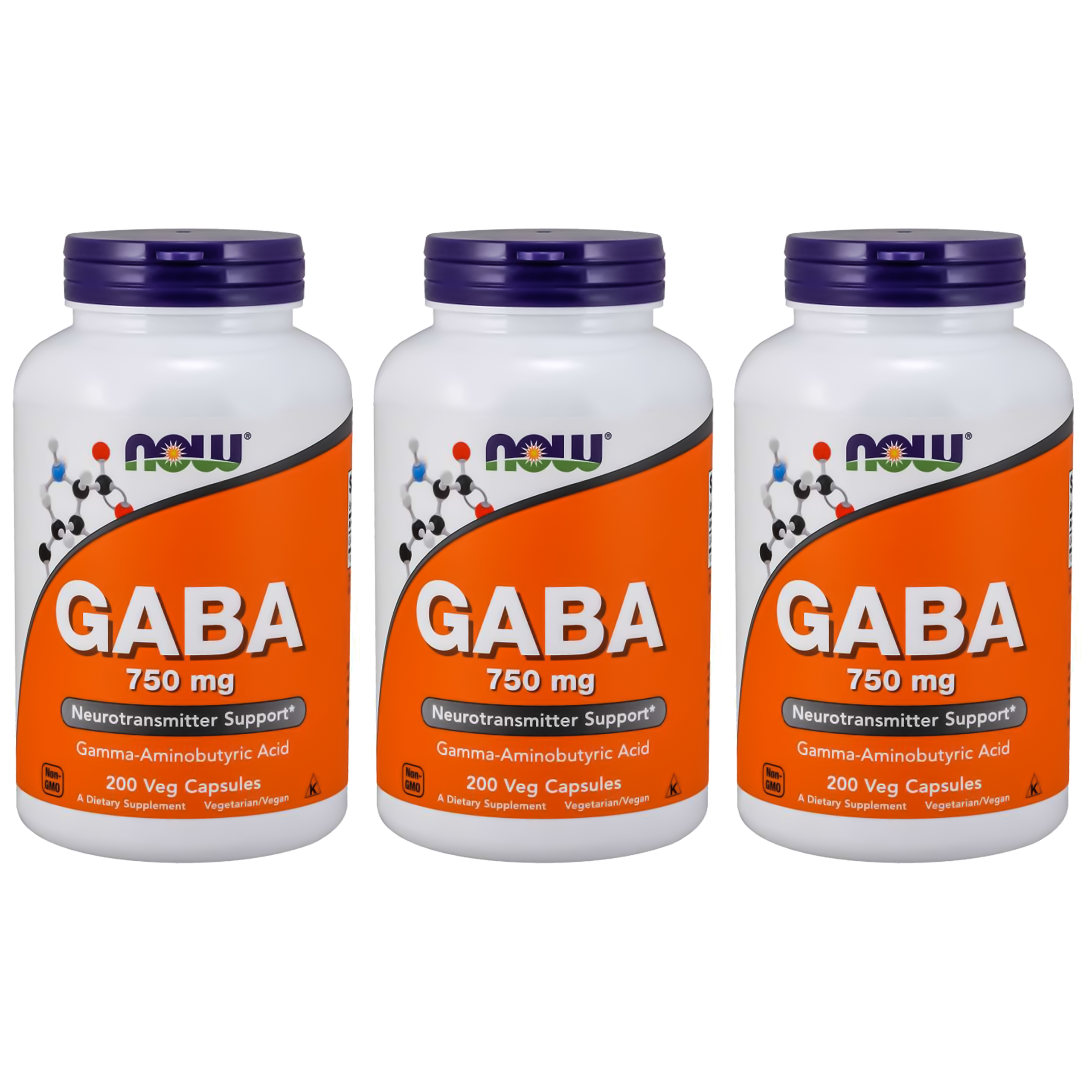 NOW GABA 750mg - 3x 200vcaps