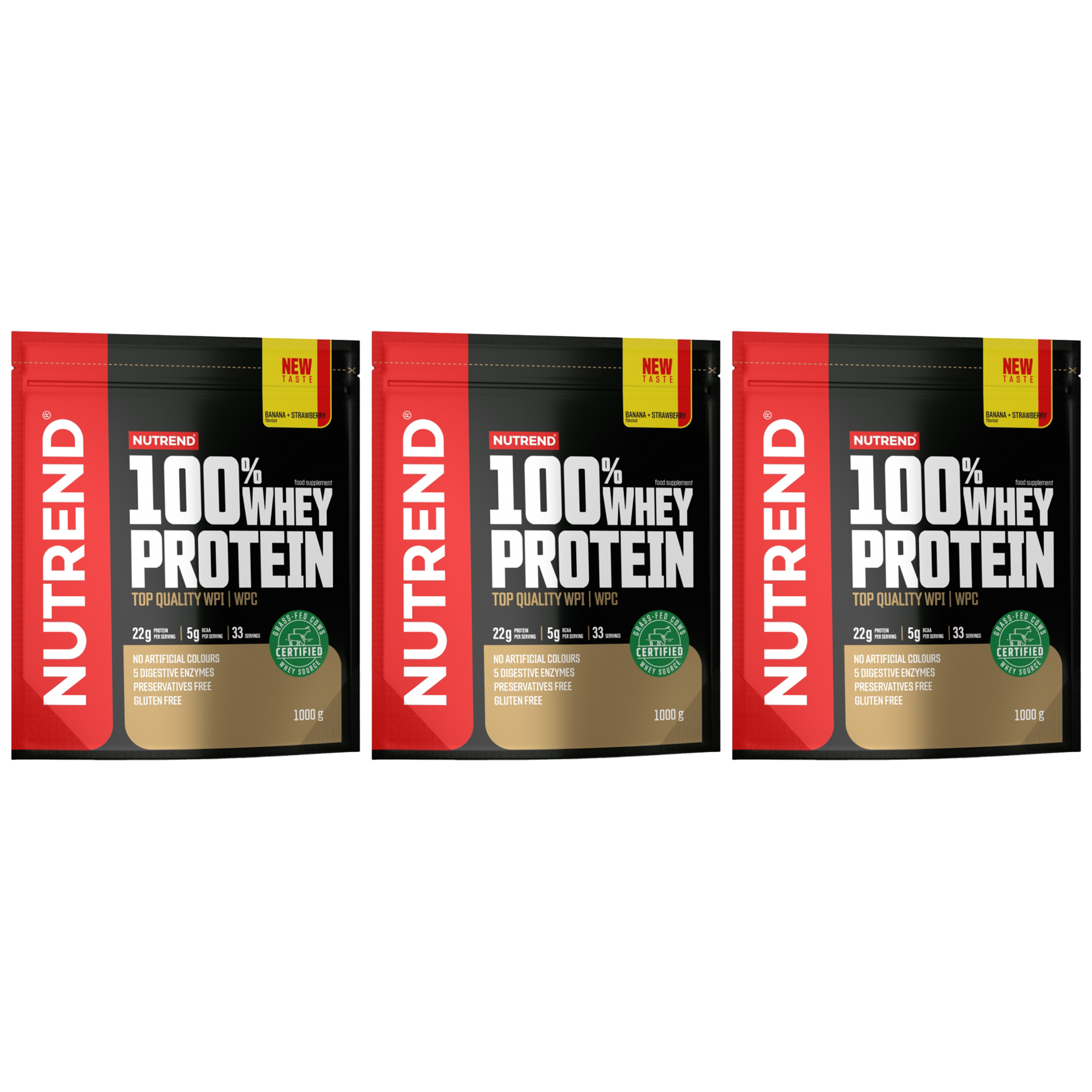 NUTREND 100% Whey Protein - 3x 1000g