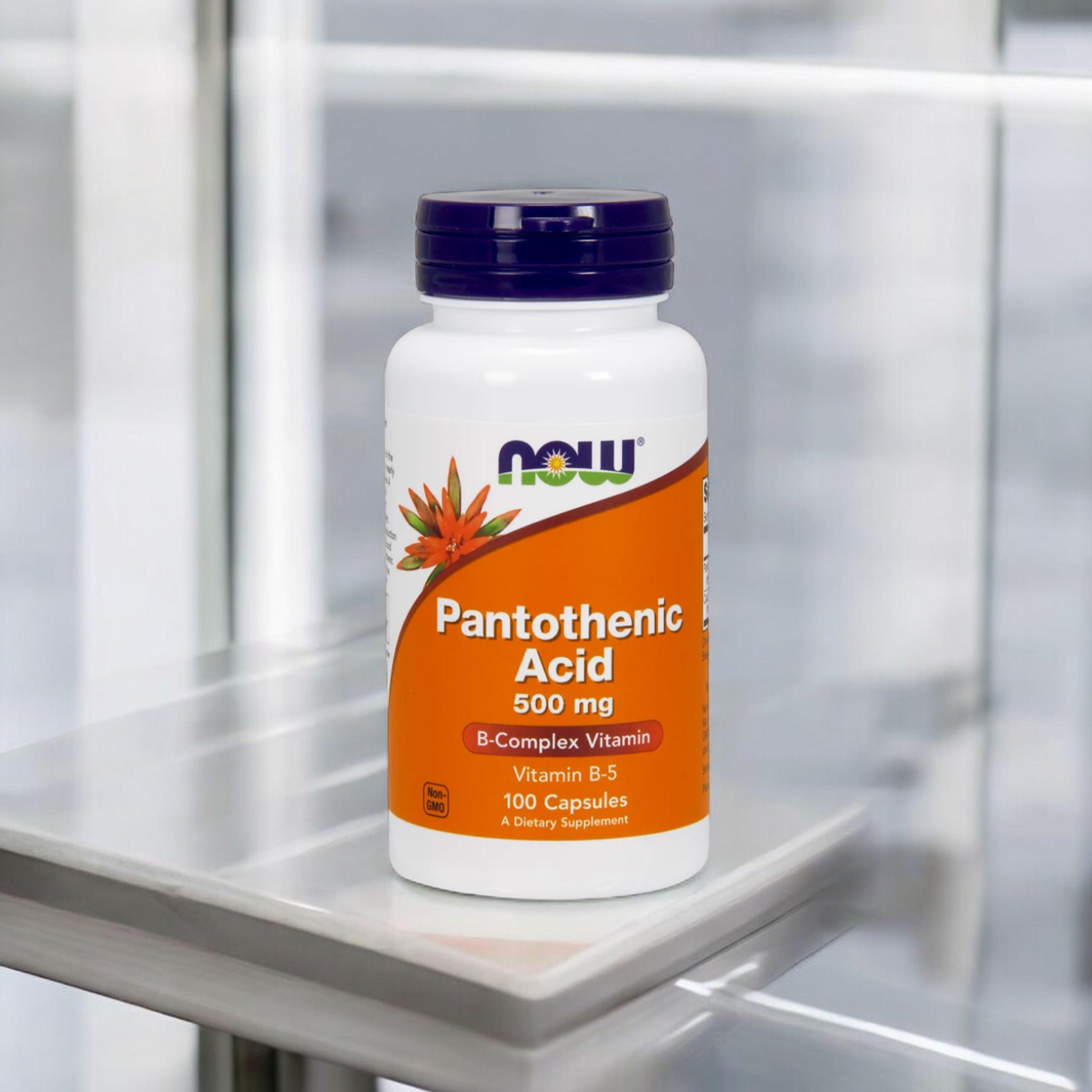 NOW Pantothenic Acid 500mg - 100vcaps. - Kwas pantotenowy