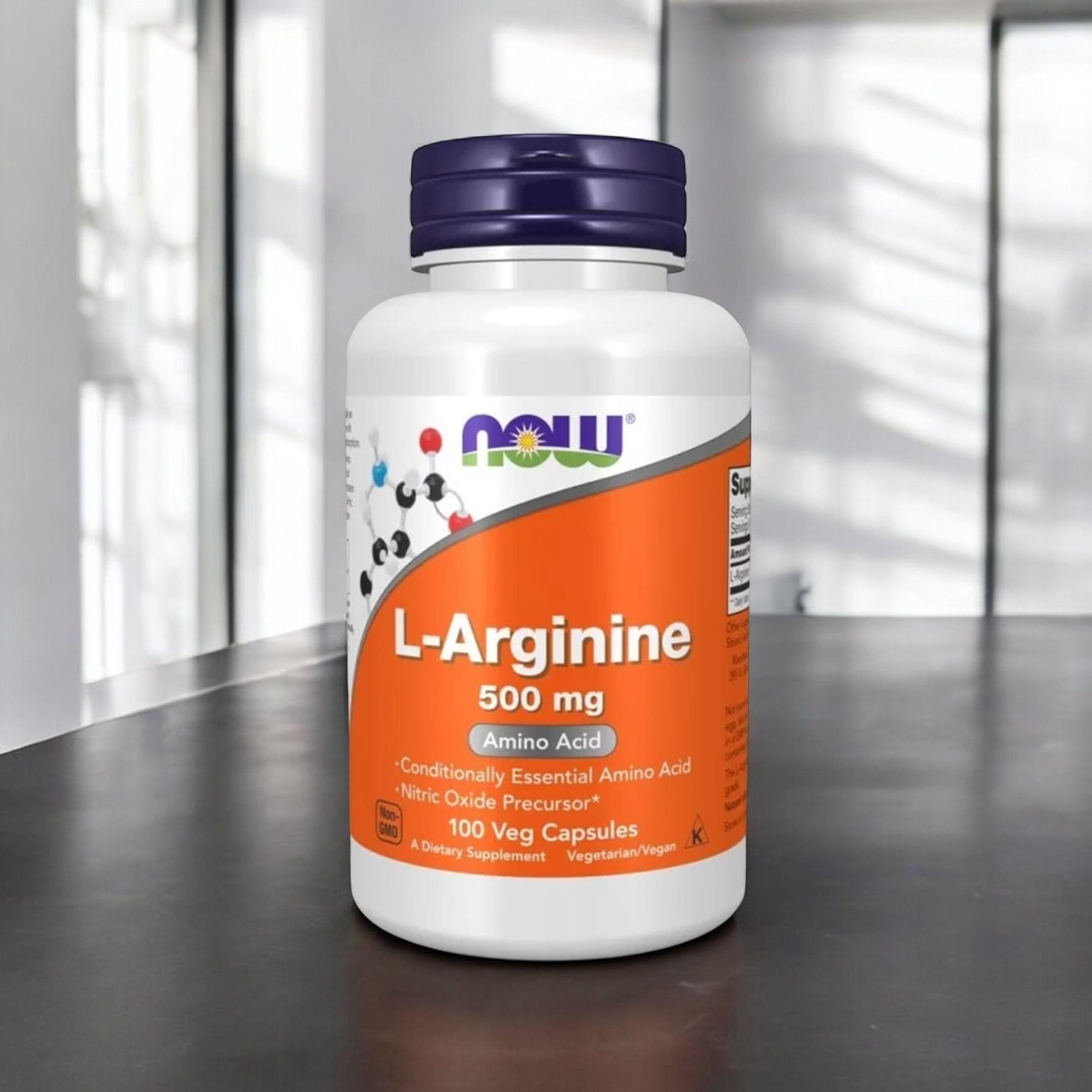 NOW L-Arginine 500mg - 3x 100 veg capsules