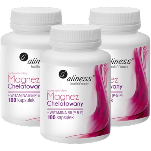 ALINESS - Magnez Chelatowany 650mg + B6 (P-5-P) - 3x 100caps.