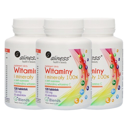 ALINESS Witaminy i Minerały 100% - 3x 120tab