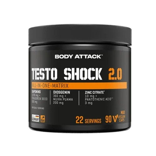 BODY ATTACK Testo Shock 2.0 – 90 maxi vegan caps - WYPRZEDAŻ - 31-03