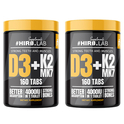 HIRO.LAB Vitamin D3 4000IU + K2 MK7 - 2x 160tabs.