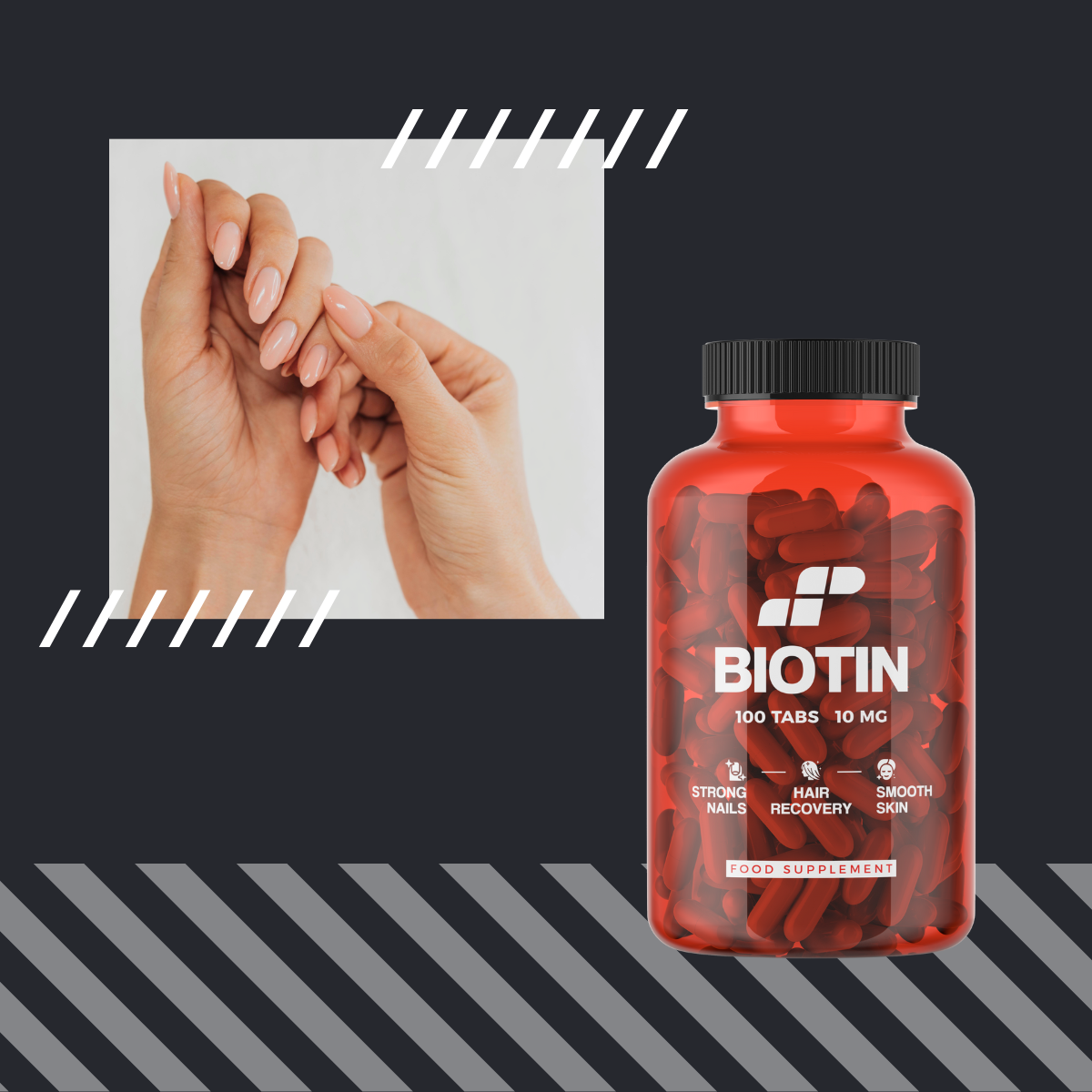 MP NUTRITION Biotin 10mg - 100tabs - 3x Biotyna