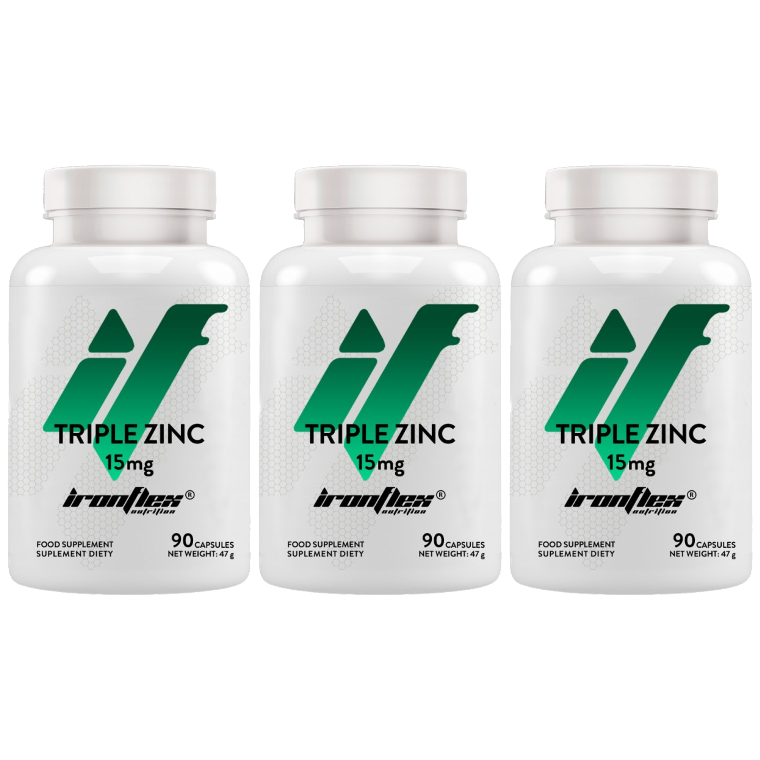 IRONFLEX - Triple Zinc 15mg - 3x 90caps.