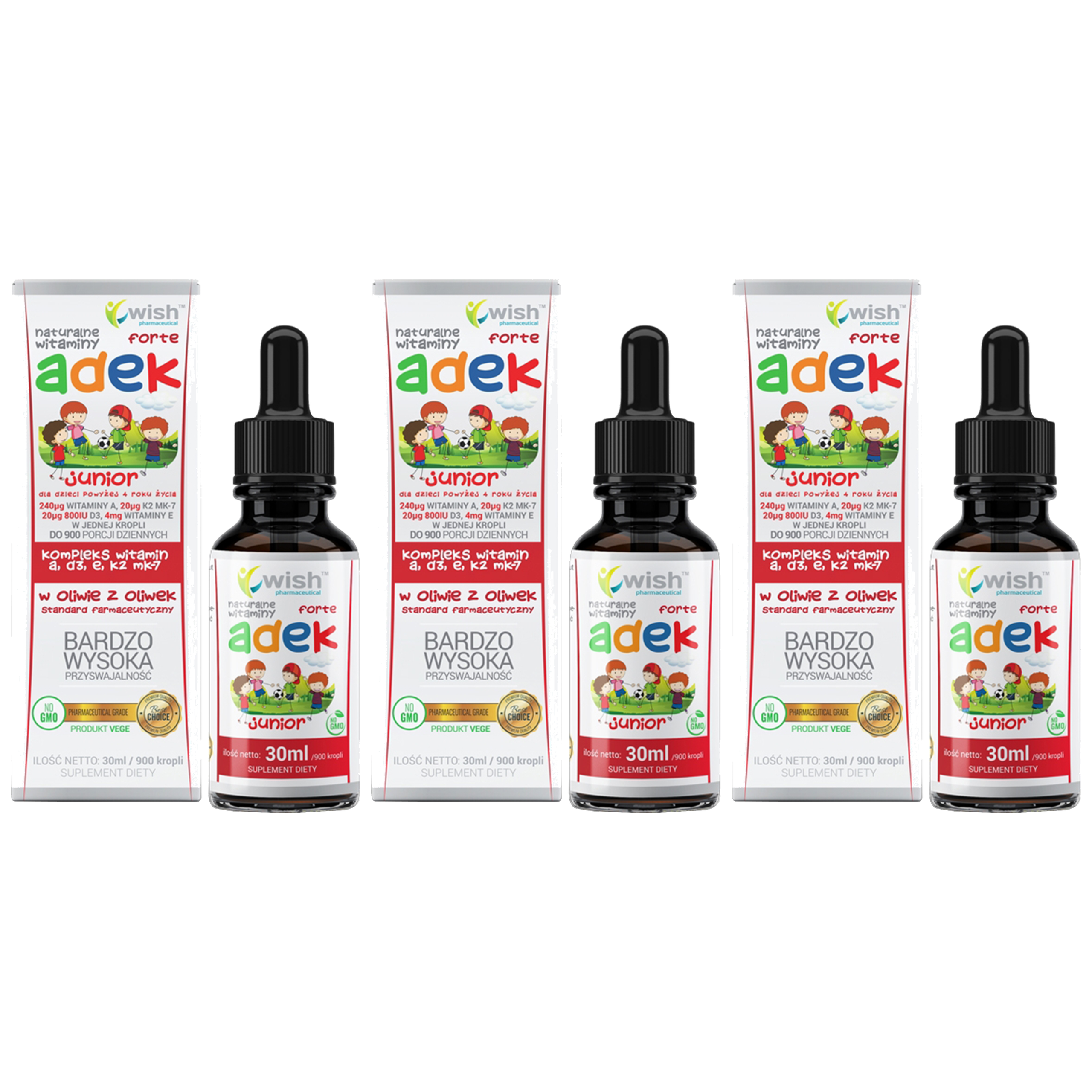 WISH Pharmaceutical Vitamin ADEK Forte Junior - 3x 30ml