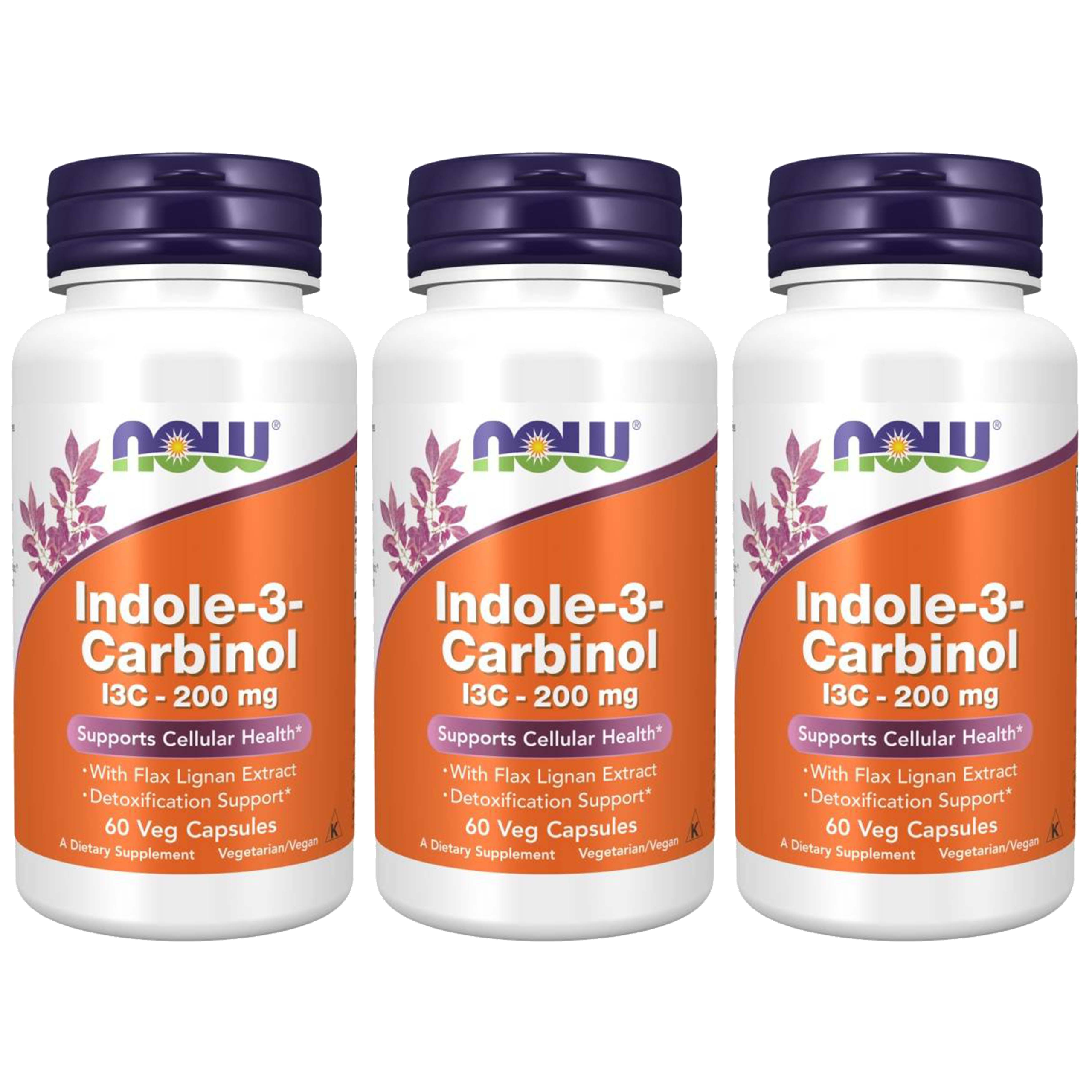 NOW Indole-3-Carbinol (I3C) 200mg - 3x 60vcaps.