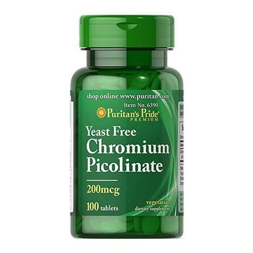 Puritan's Pride Chromium Picolinate 200mcg Yeast Free - 100tabs