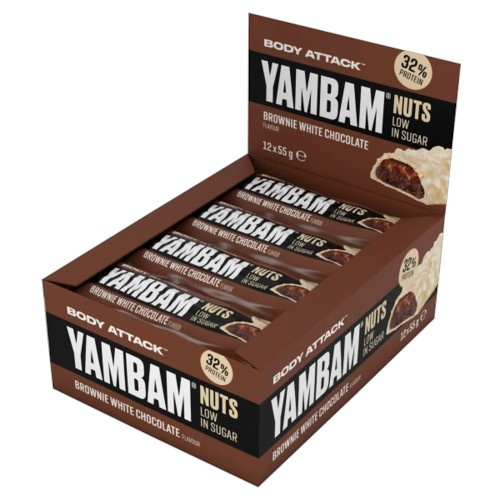 BODY ATTACK - Yambam Nuts Low Sugar - 12x 55g - Brownie White Chocolate