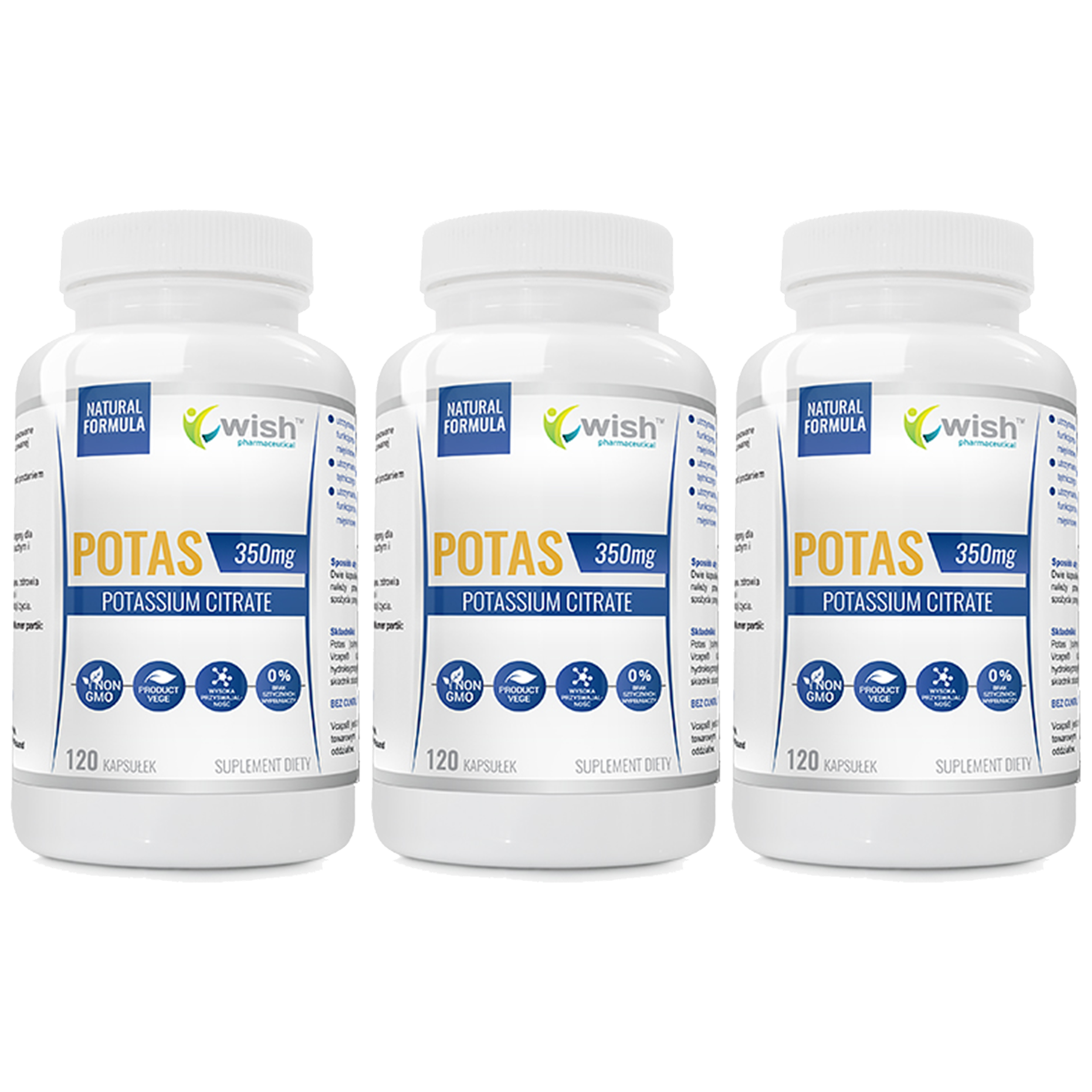 WISH Pharmaceutical Potas - 3x 120caps.
