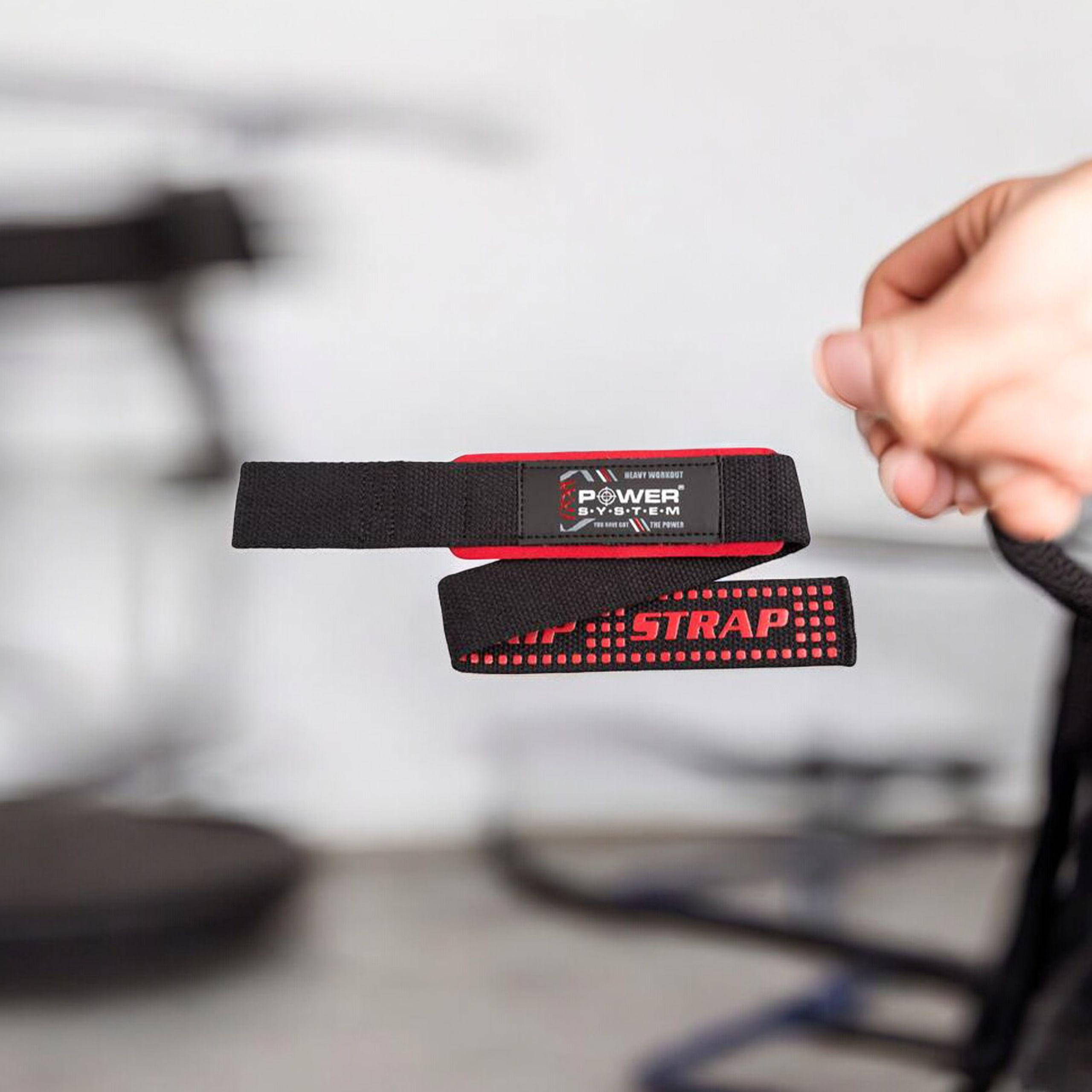 POWER SYSTEM XTR Grip Straps Black/Red - 2x Paski Treningowe