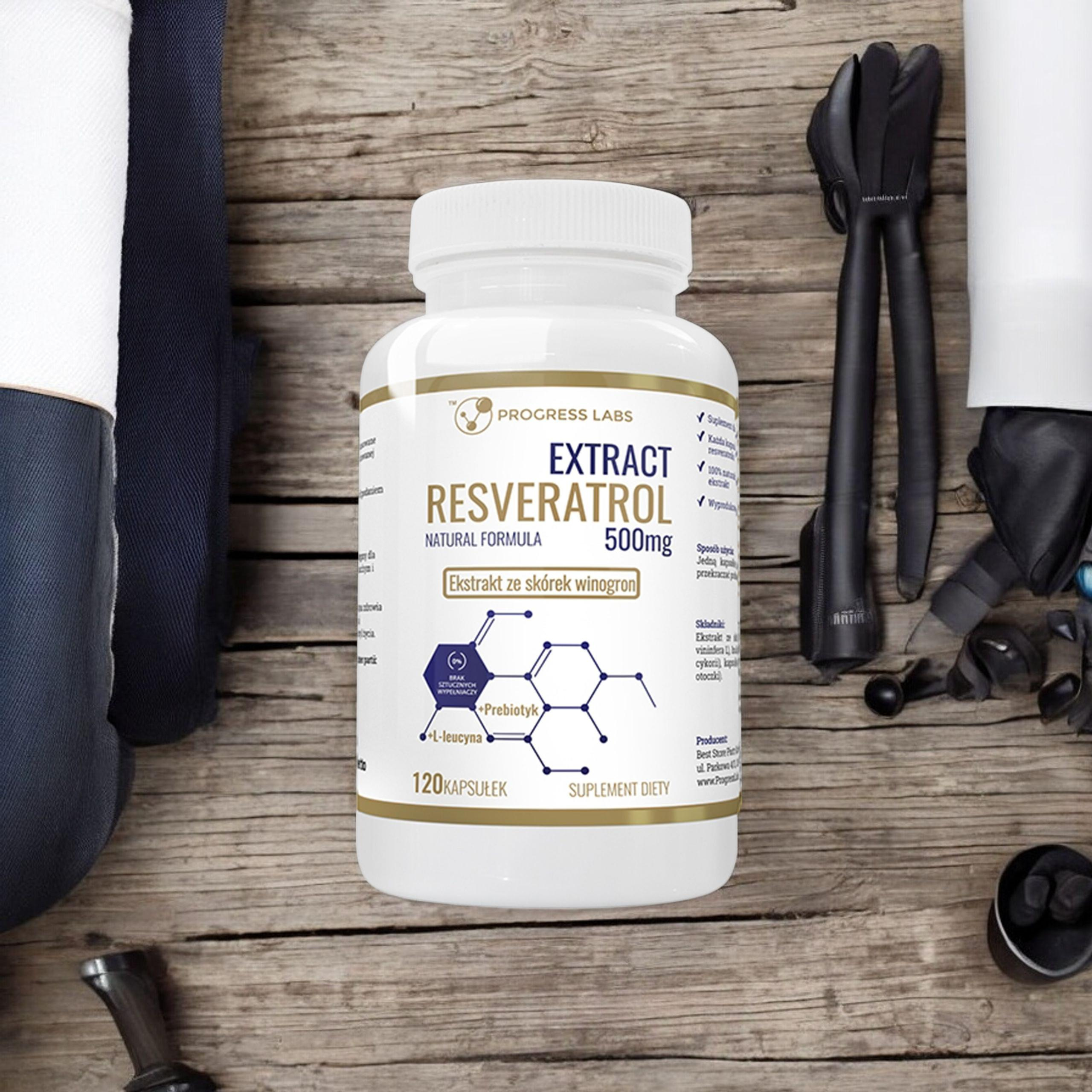 PROGRESS LABS Resveratrol Extract 500mg - 3x 120caps