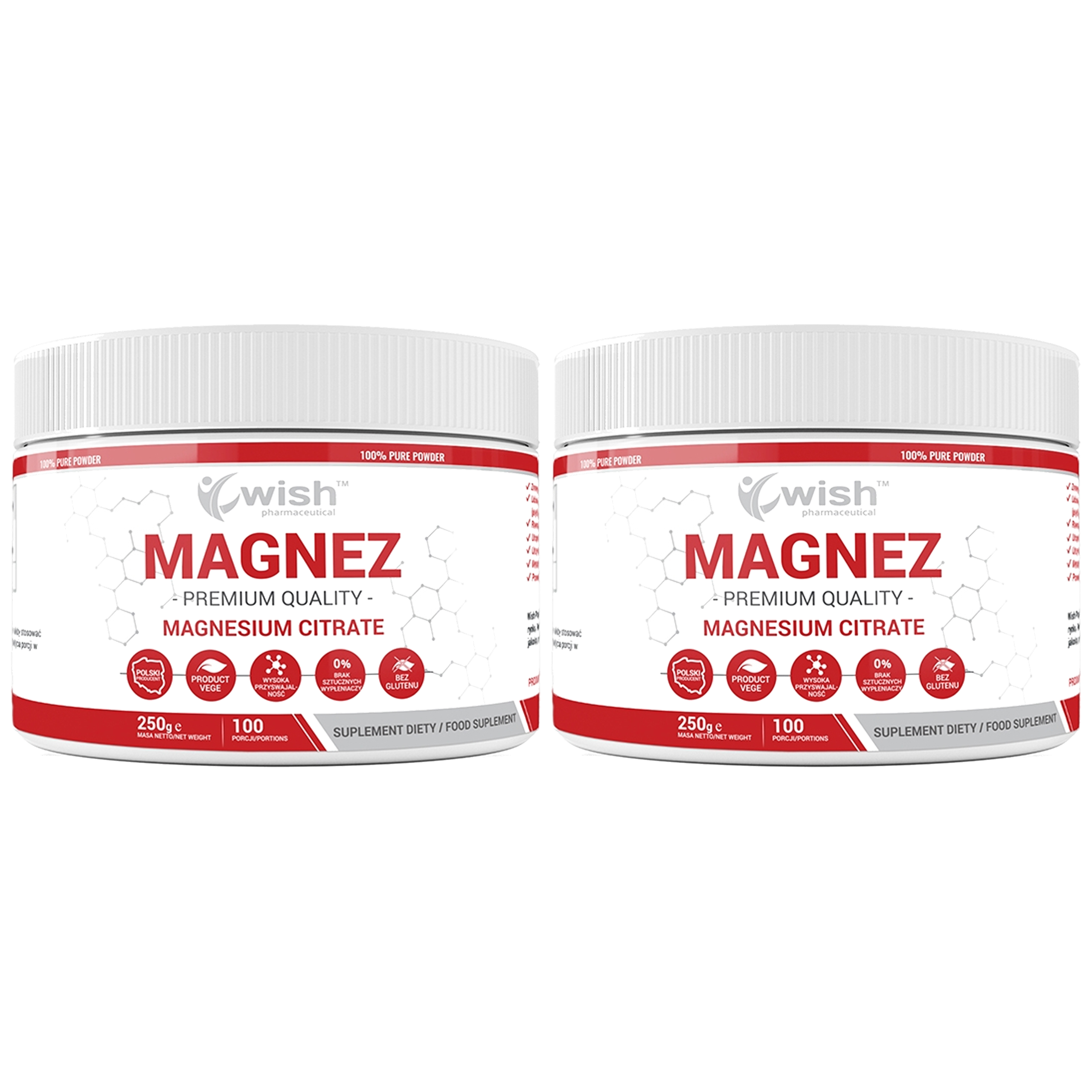 WISH Pharmaceutical Cytrynian Magnezu - 2x 250g