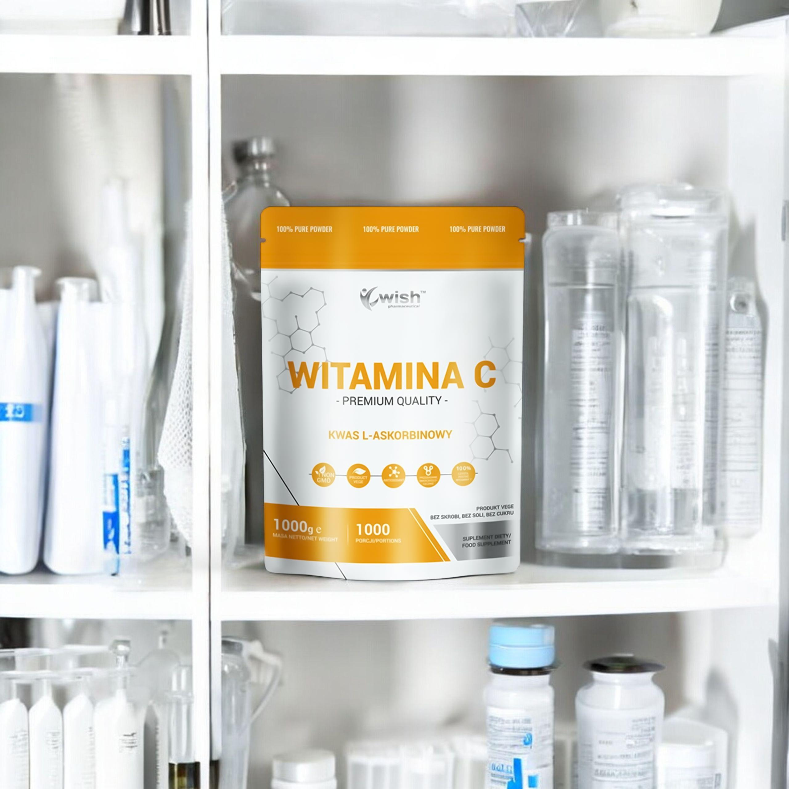 WISH Pharmaceutical Vitamin C 1000mg (Kwas L-Askorbinowy) - 3x 1000g