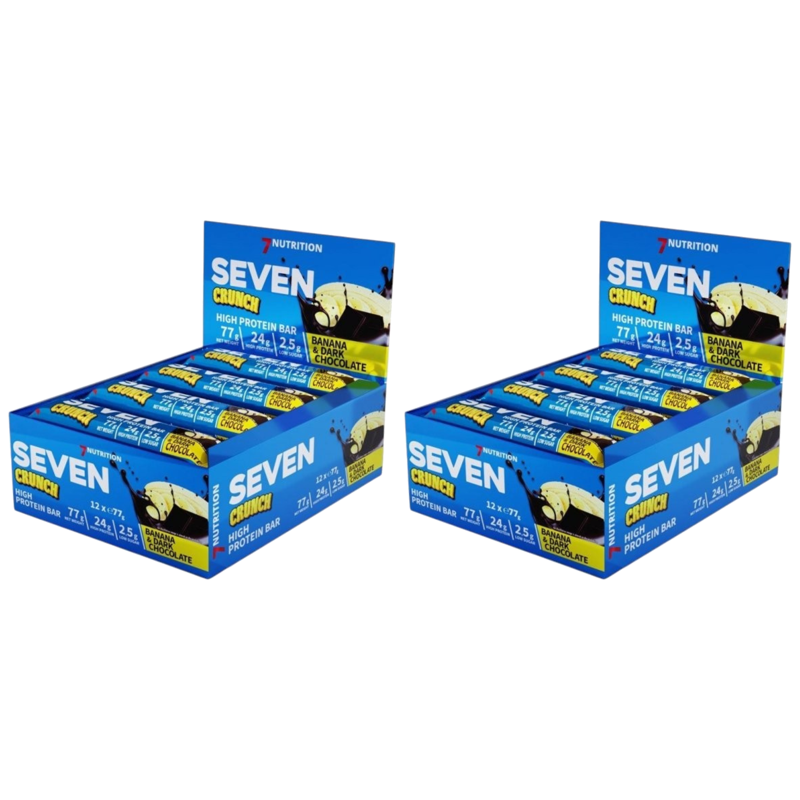 7 NUTRITION - Seven Crunch HP Bar - 12x 2x 77g - Banana & Dark Chocolate