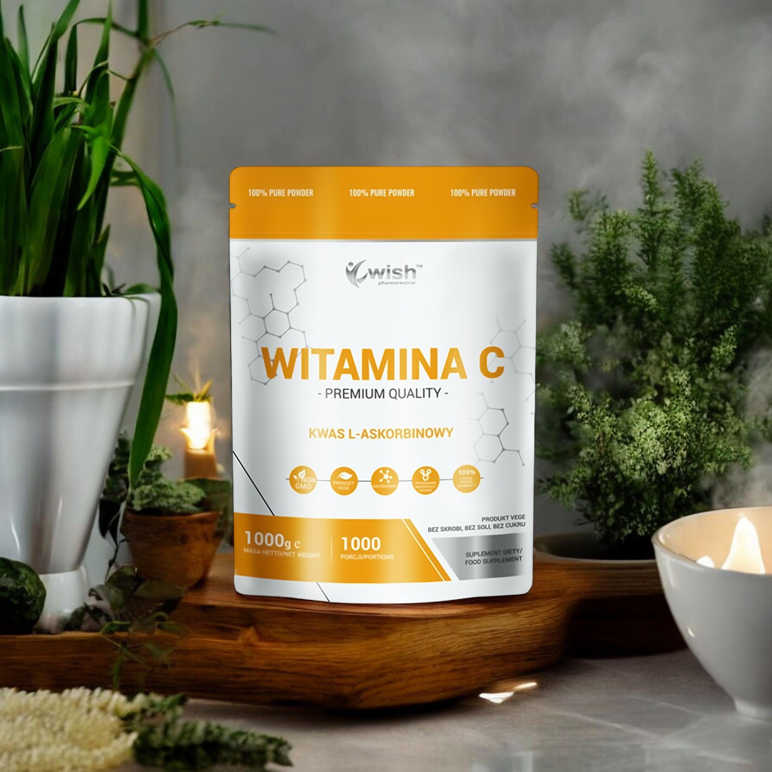 WISH Pharmaceutical Vitamin C 1000mg (Kwas L-Askorbinowy) - 3x 1000g