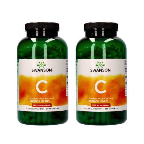 SWANSON Vitamin C 1000mg with Rose Hips - 2x 250caps.