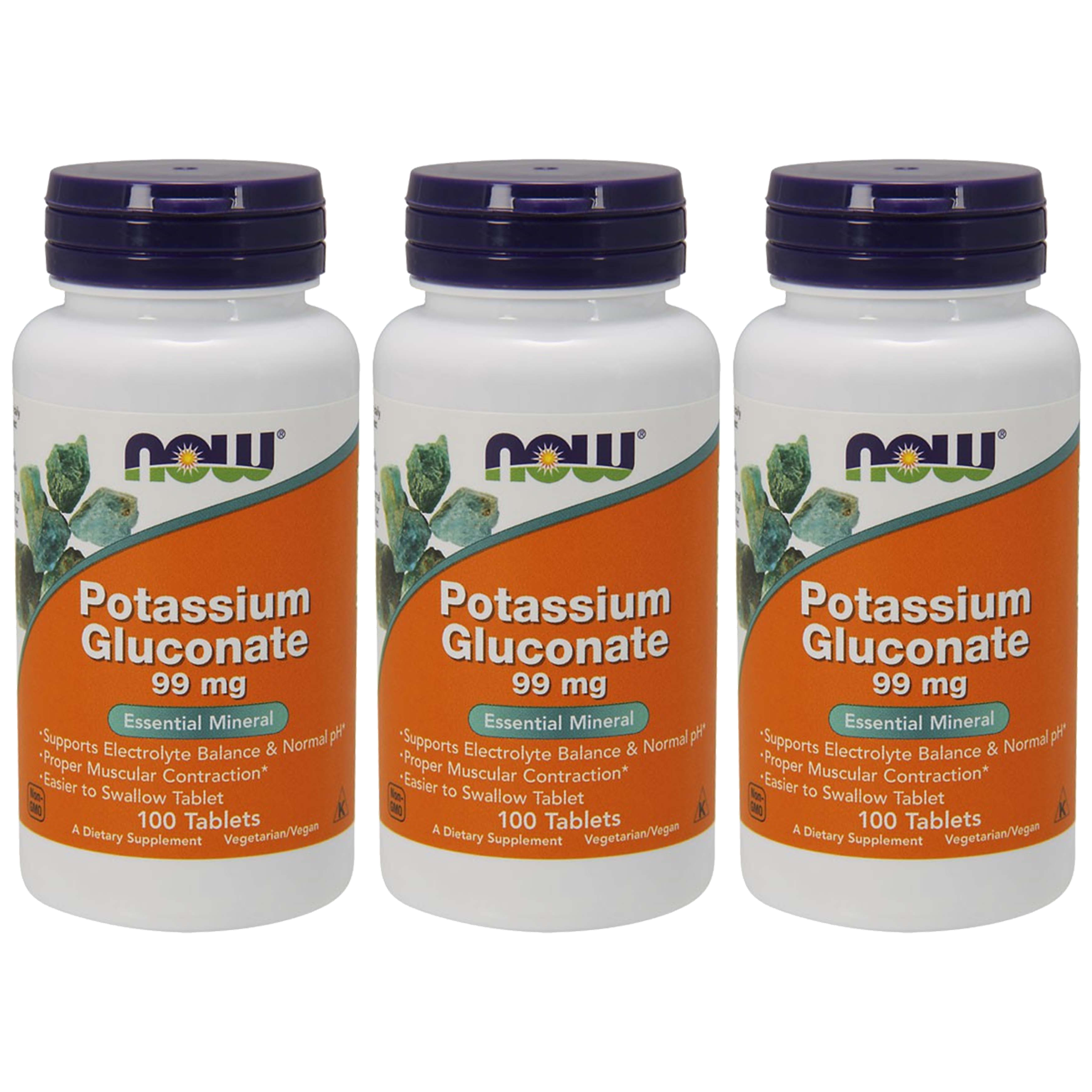 NOW Potassium Gluconate 99 mg - 3x 100tabs.