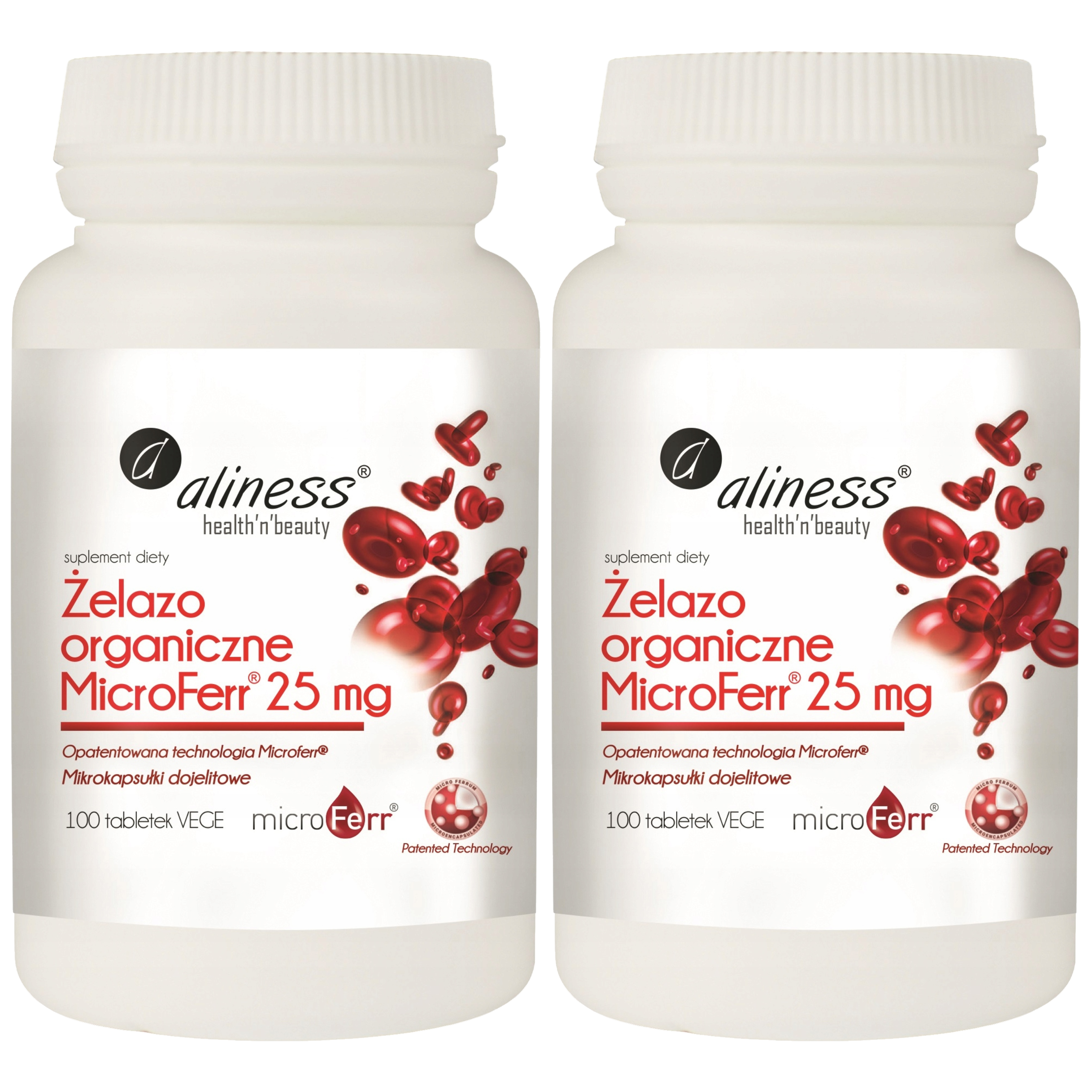 ALINESS - Żelazo Organiczne Microferr 25mg - 2x 100tabs.