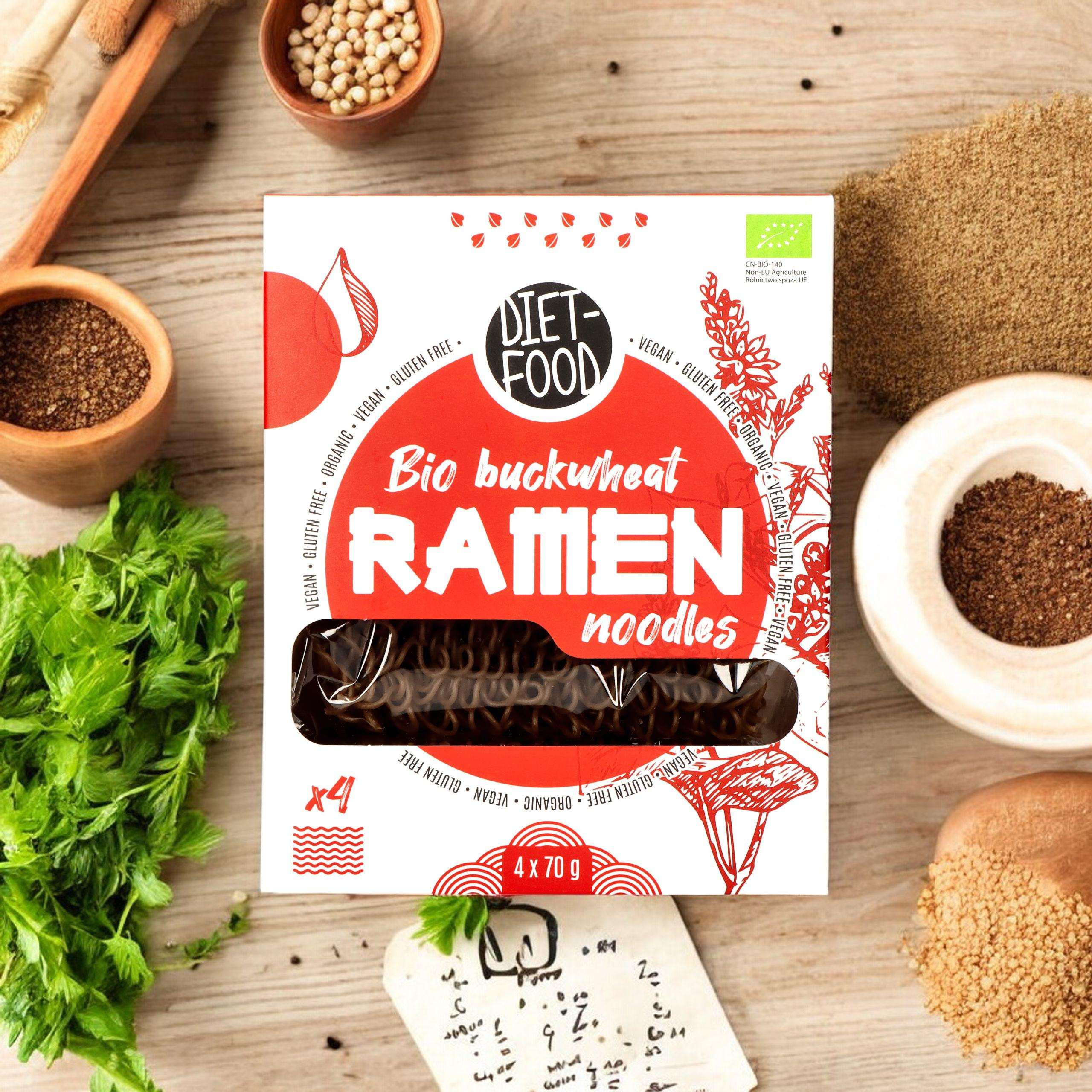 DIET FOOD Bio Buckwheat Makaron Ramen Noodles - 4x2x 70g