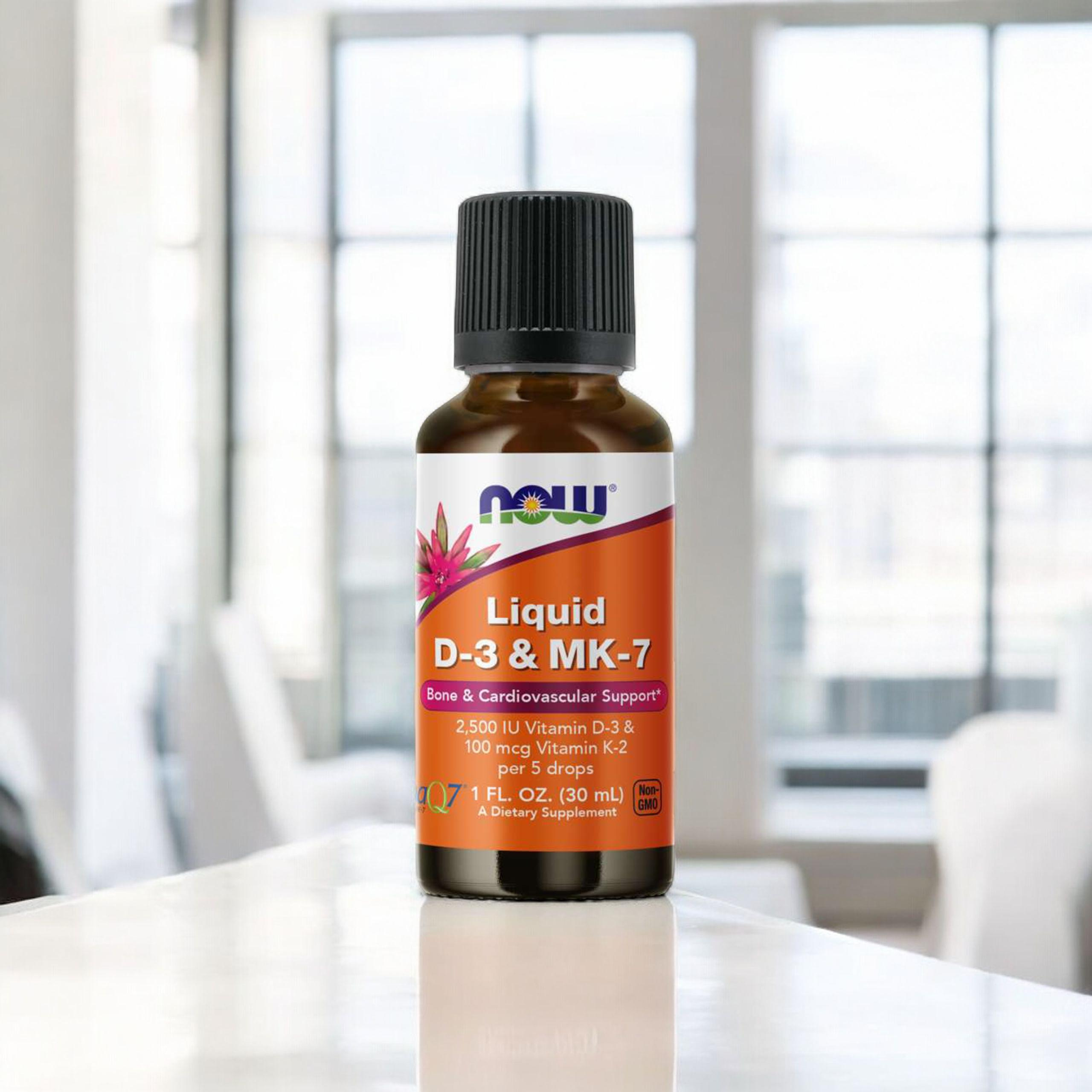 NOW Liquid D-3 & MK-7 - 30ml - Witamina D3 & MK7 w kroplach
